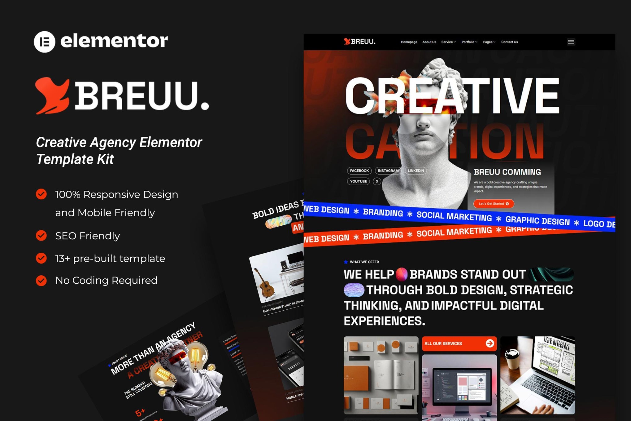 Breuu - Creative Agency Elementor Template Kit template kit cover image
