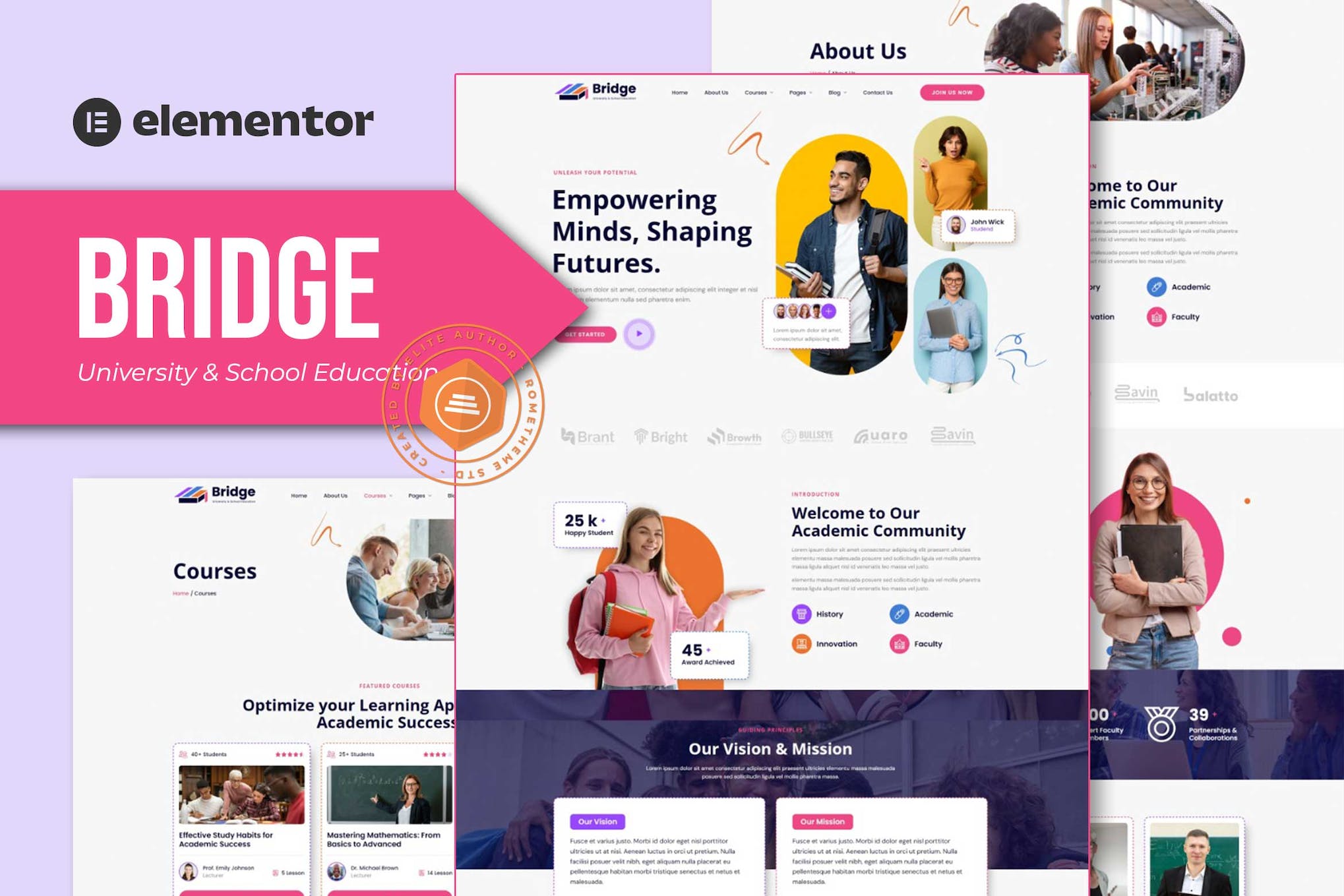 Bridge - University & School Education Elementor Template Kit template kit cover image