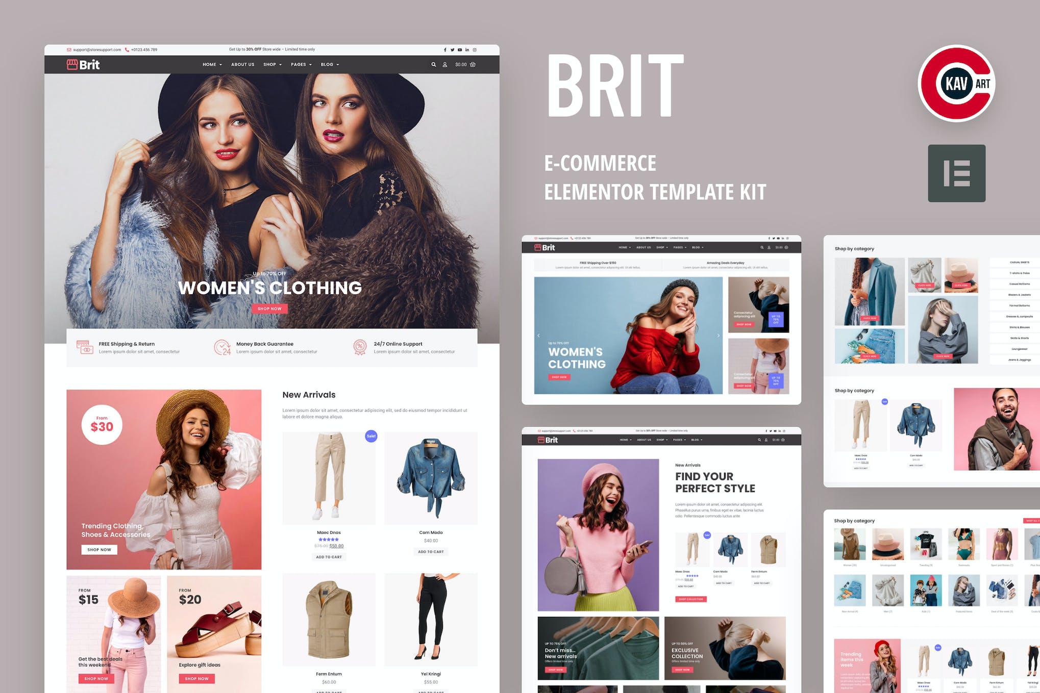 Brit - WooCommerce Elementor Pro Template Kit template kit cover image