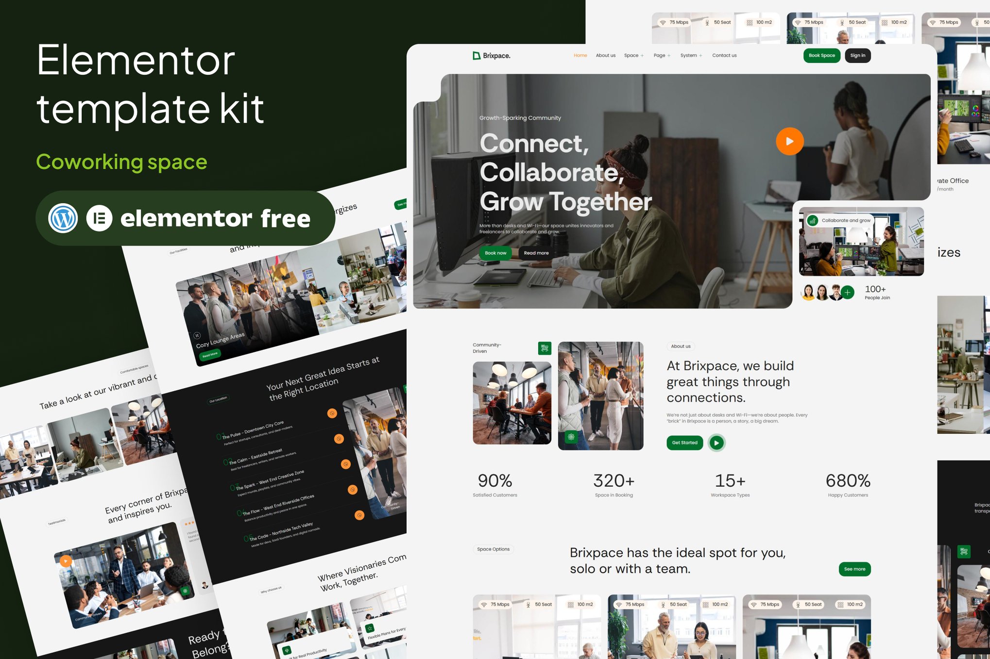 Brixspace - Coworking Space Elementor Template Kit template kit cover image