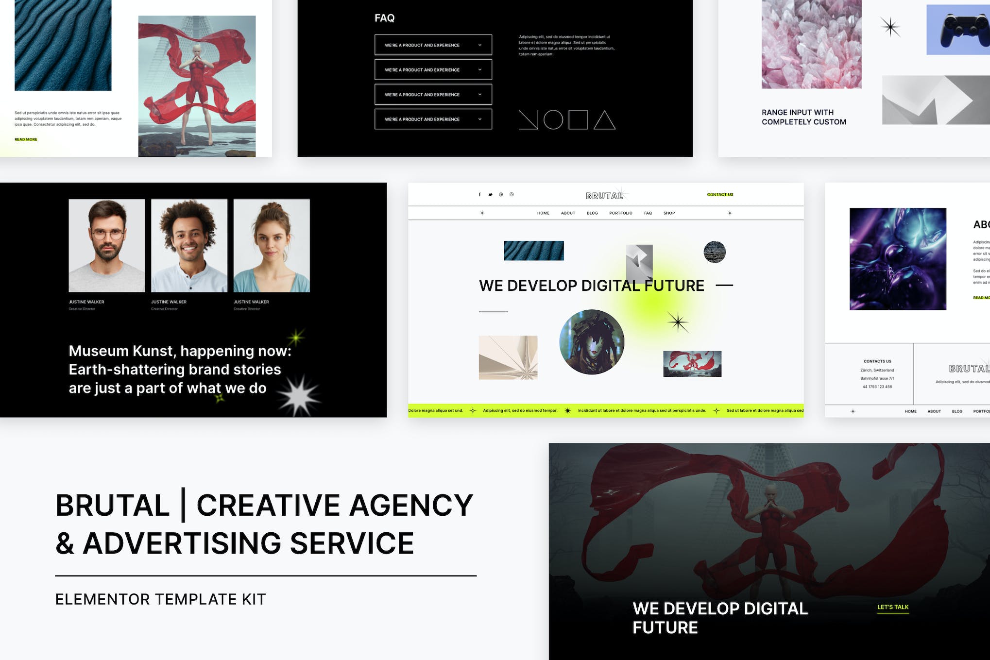 Brutal | Creative Agency & Advertising Service Elementor Template Kit template kit cover image