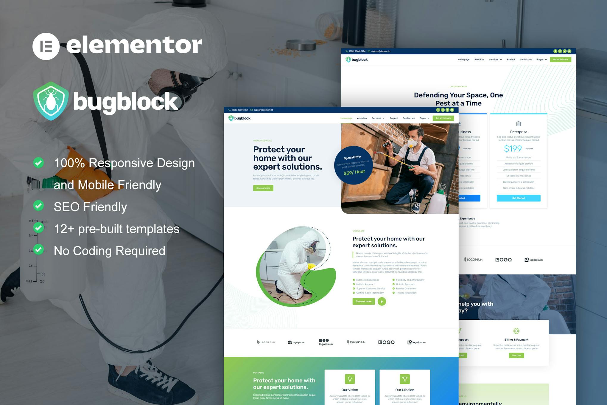 BugBlock - Pest Control Service Elementor Template Kit template kit cover image