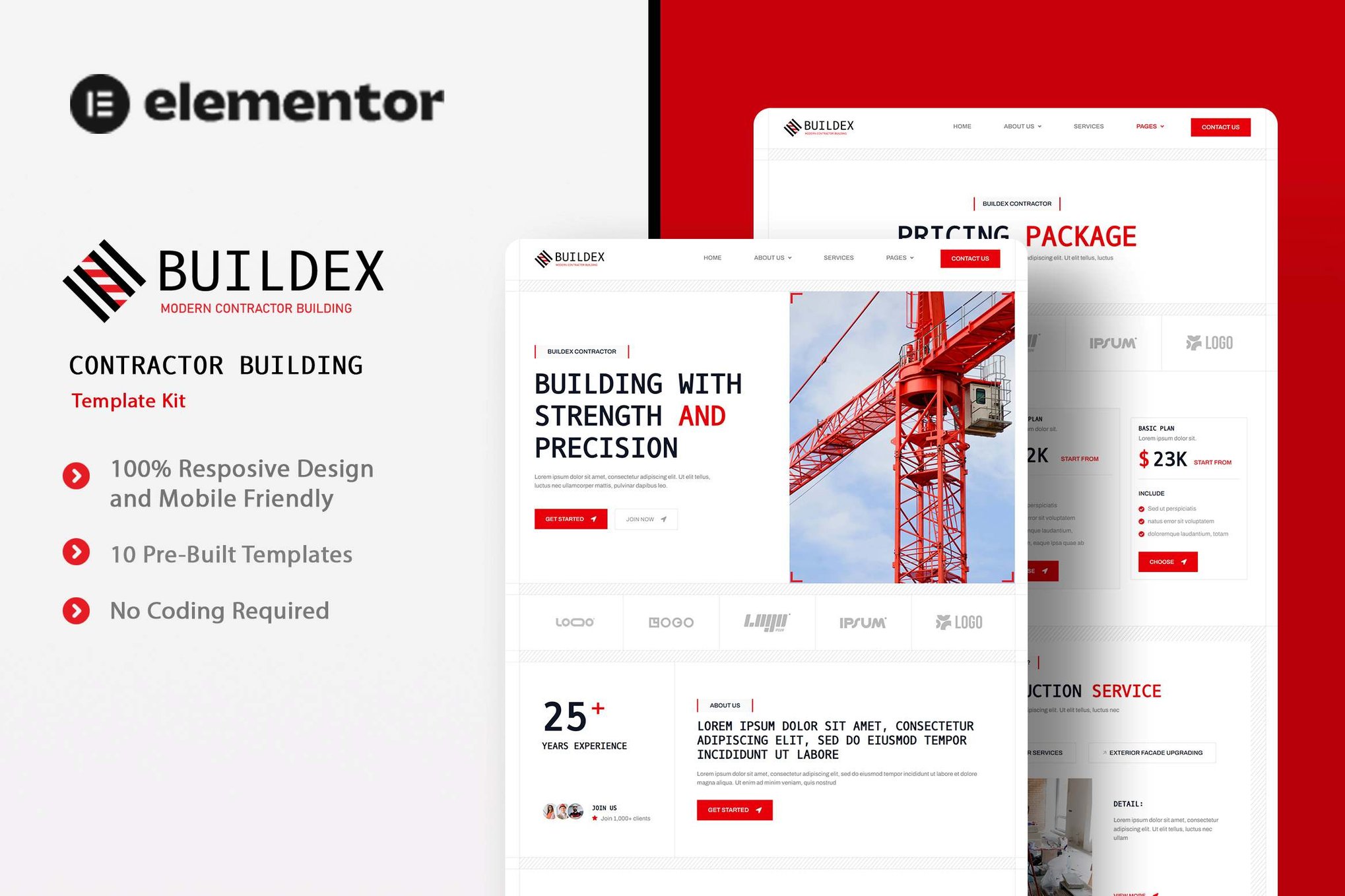 Buildex - Contractor Building Elementor Template Kit template kit cover image