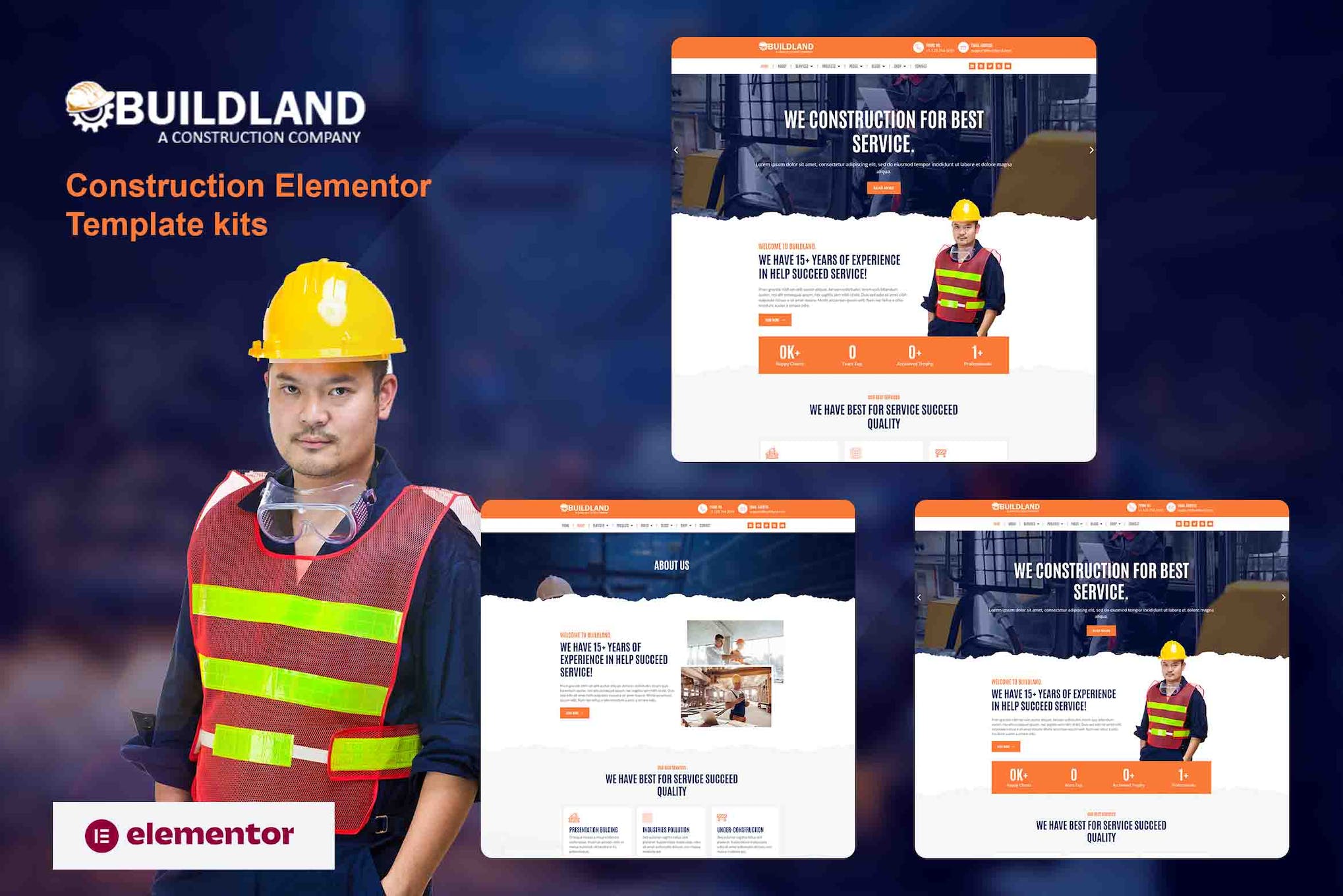 Buildland - Construction Business Elementor Template Kit template kit cover image