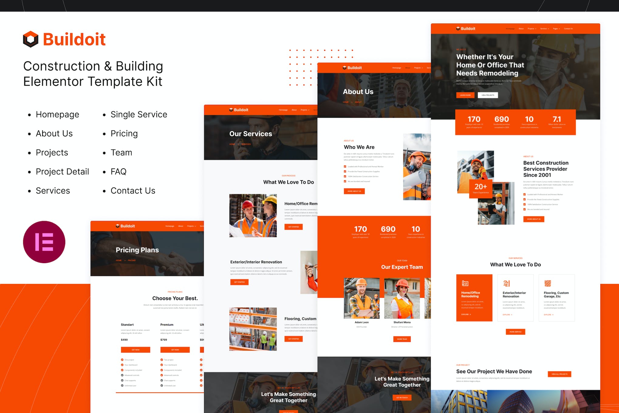 Buildoit | Construction & Building Elementor Template Kit template kit cover image