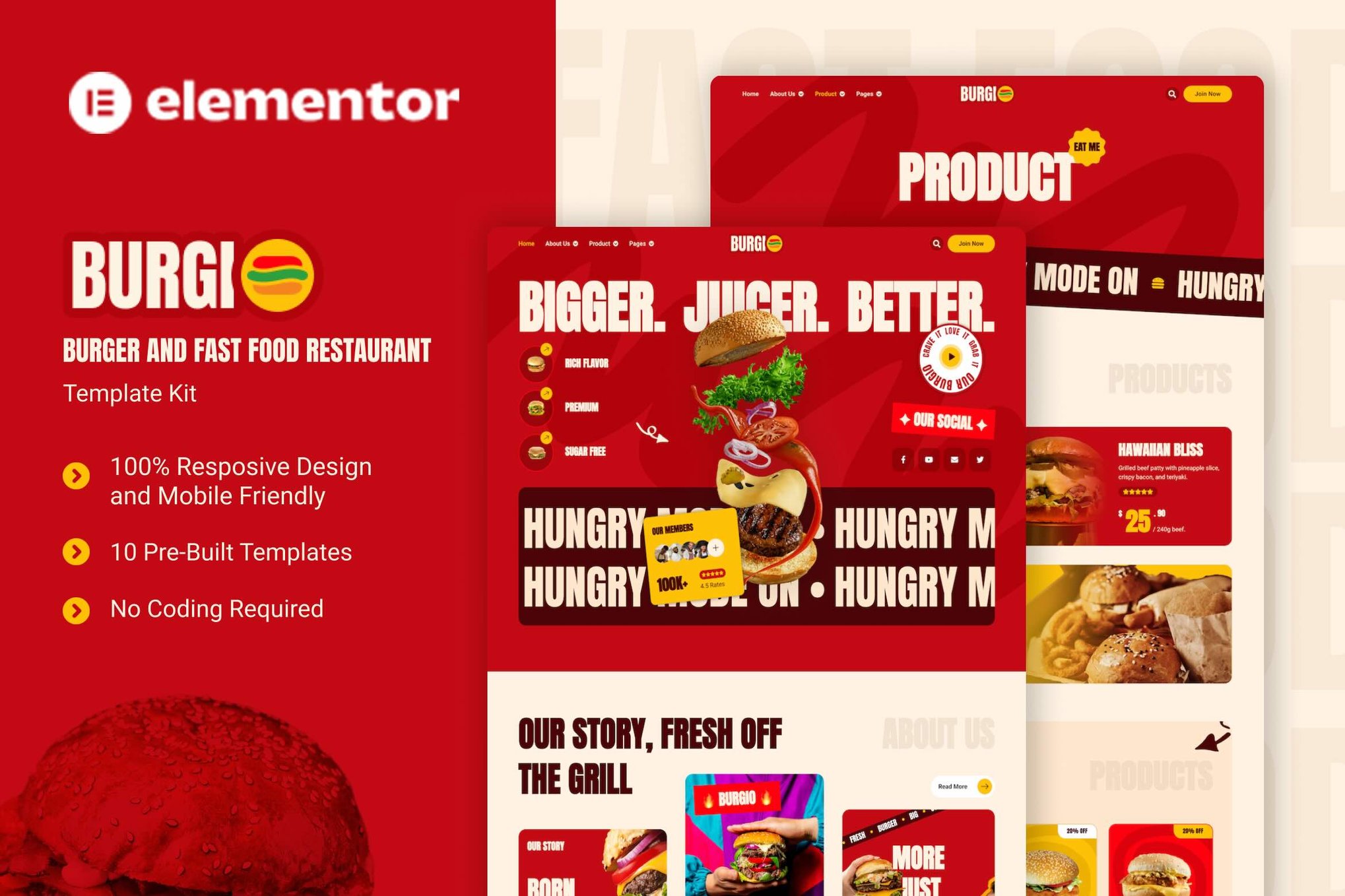 Burgio - Burger & Fast Food Restaurant Elementor Template Kit template kit cover image