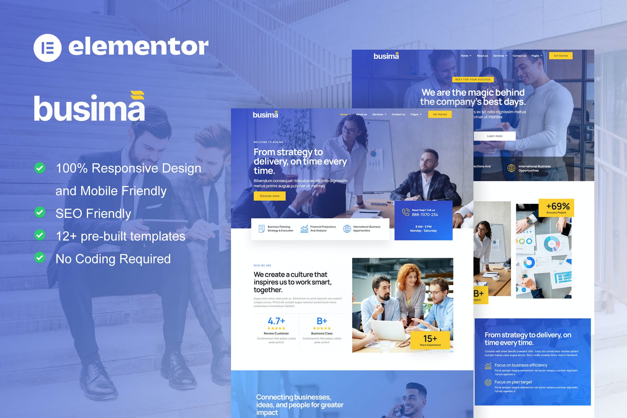 Busima - Business Consultant Elementor Template Kit template kit cover image