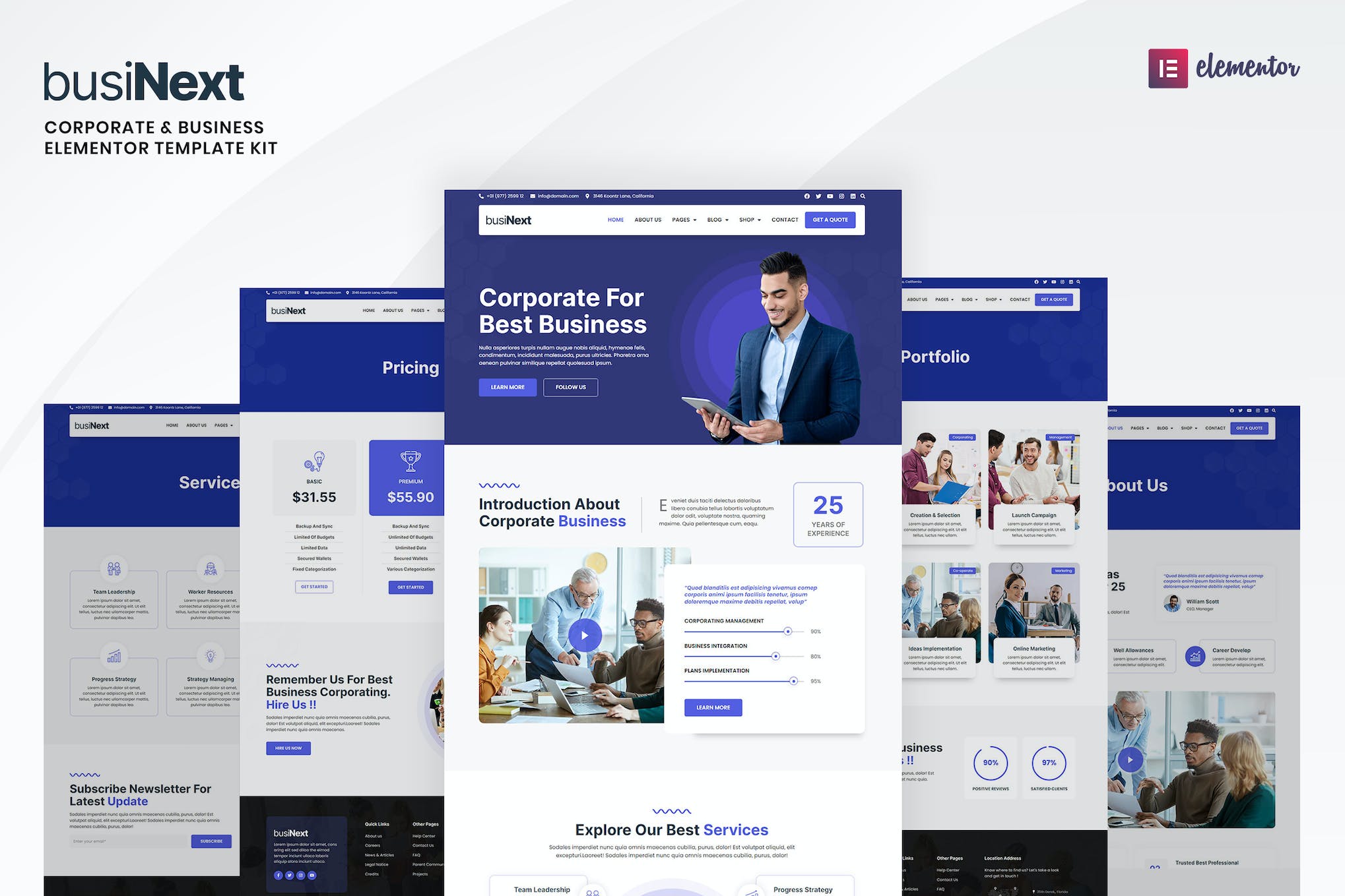 Businext - Corporate Business Elementor Template Kit template kit cover image
