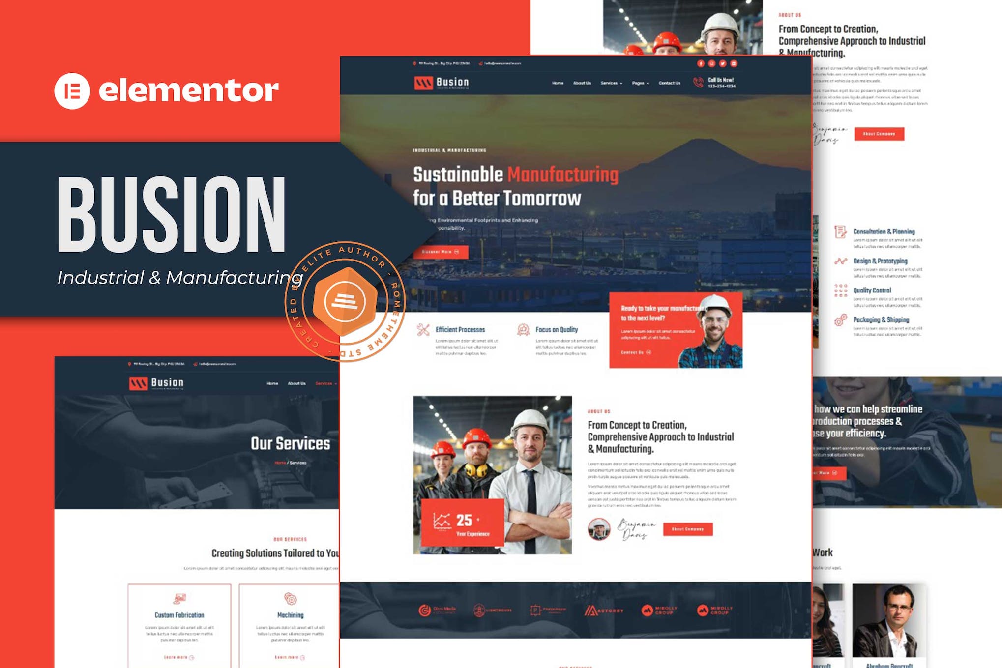 Busion - Industrial & Manufacturing Elementor Pro Template KIt template kit cover image