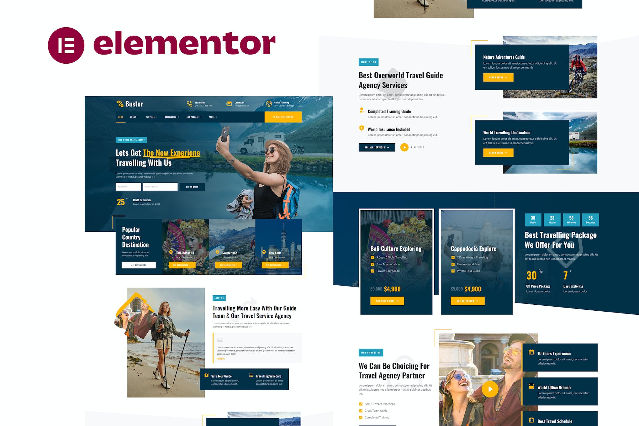 Buster - Tour Guide & Travel Agency Elementor Pro Template Kit template kit cover image