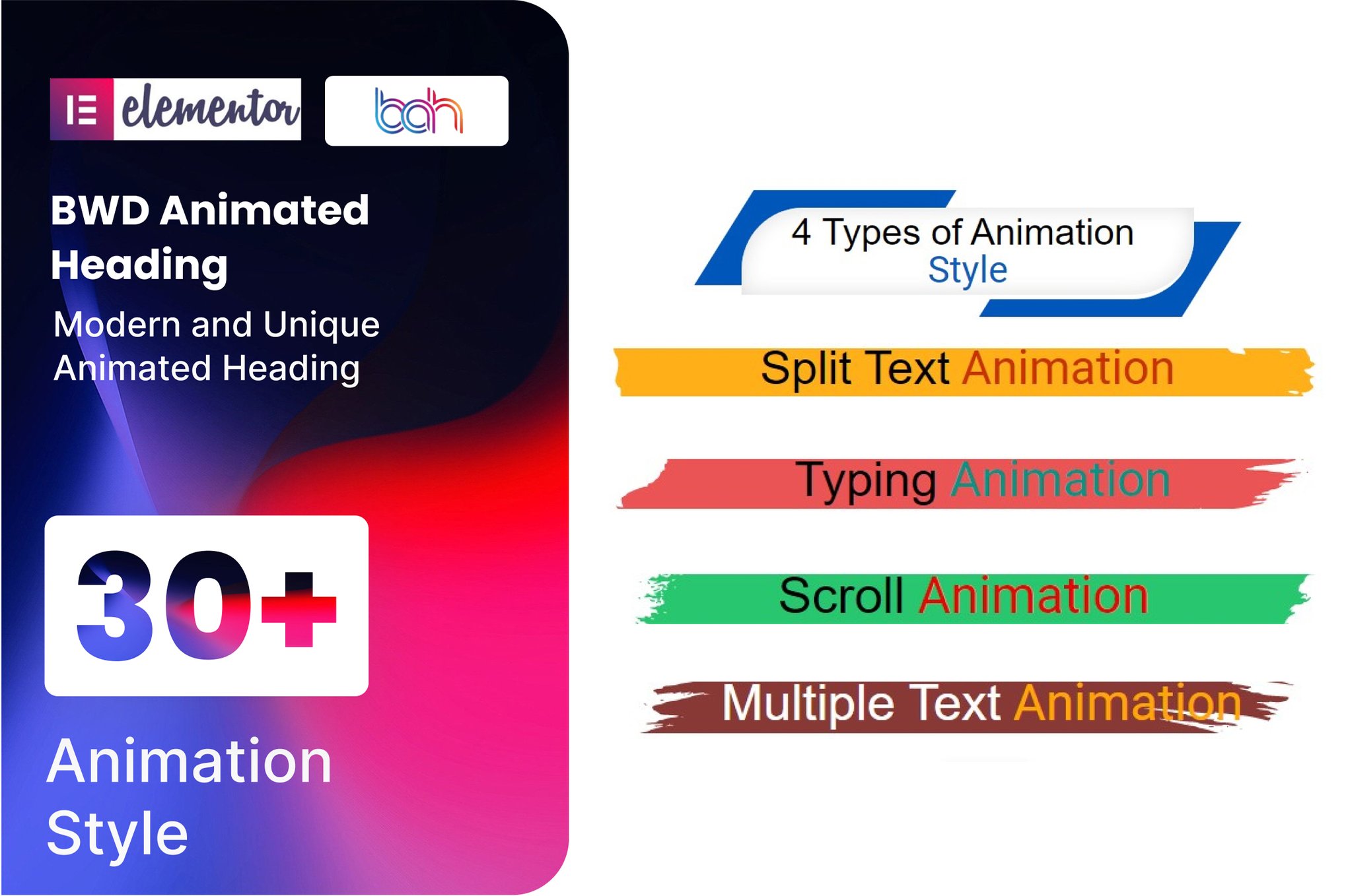 BWD Animated Heading addon for elementor plugin cover image