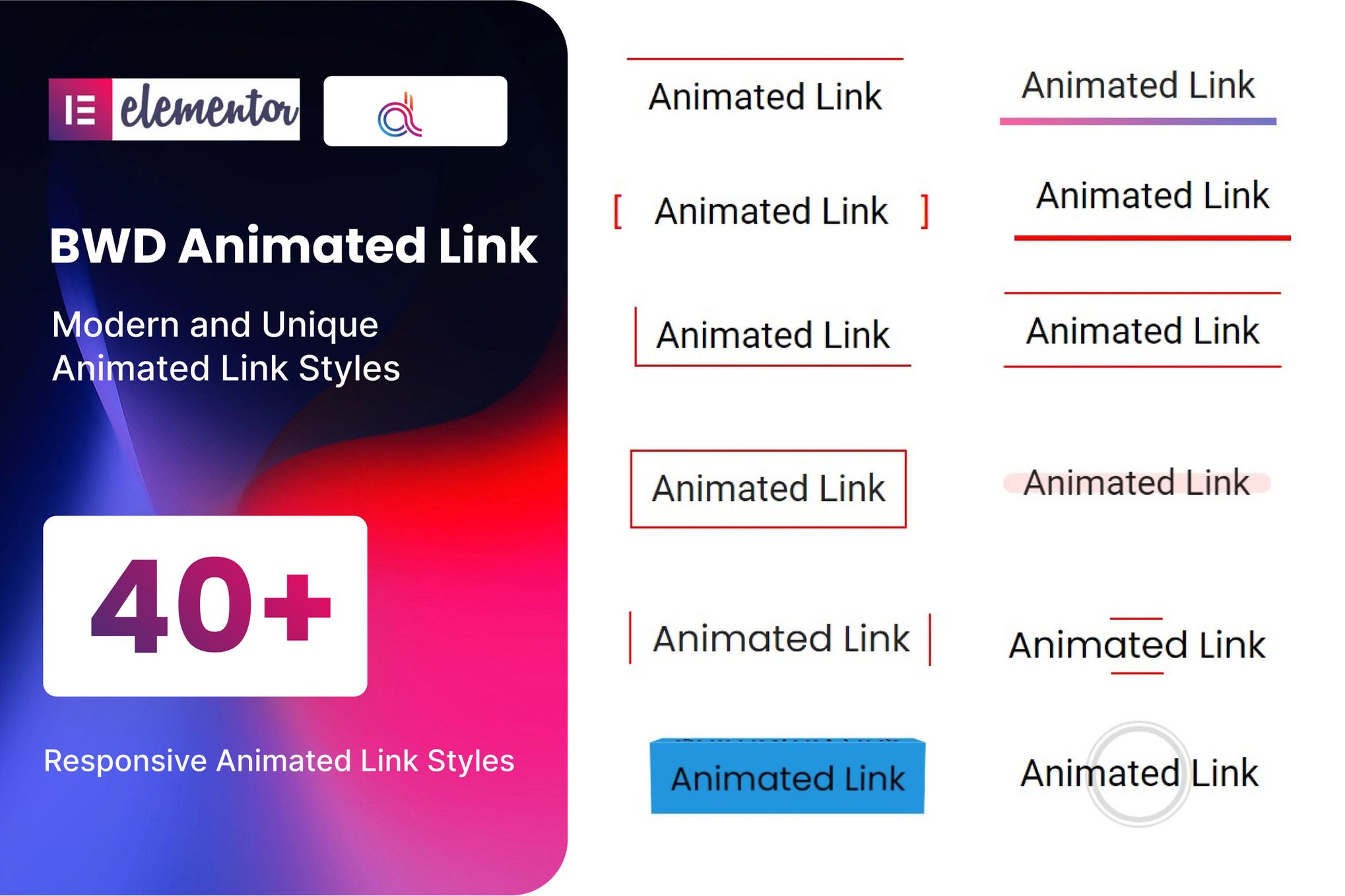BWD Animated Link addon for elementor plugin cover image