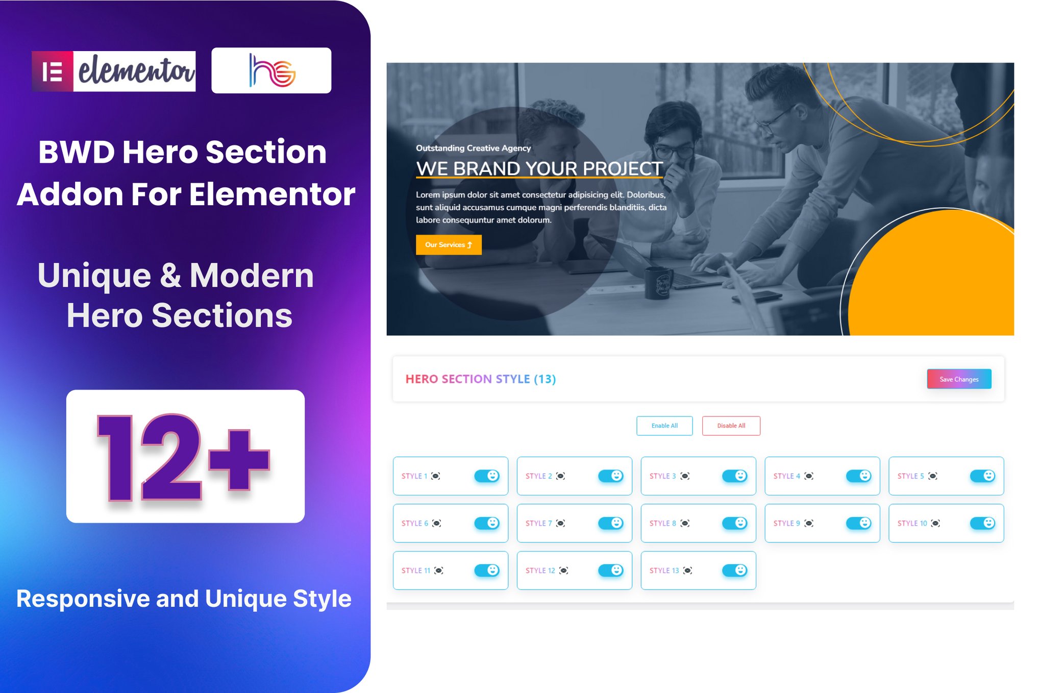 BWD Hero Section Addon For Elementor plugin cover image