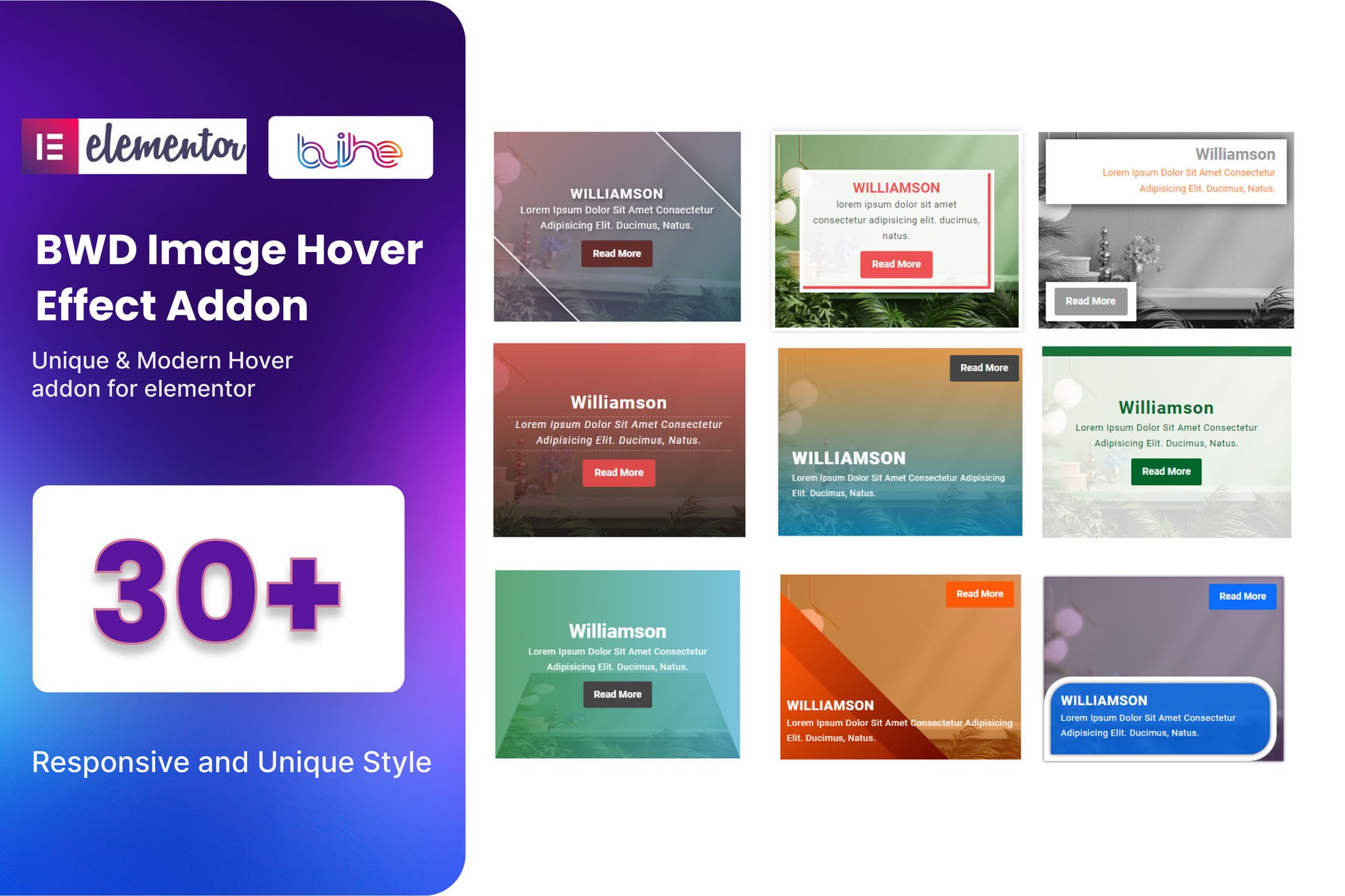 BWD Image Hover Effect addon for elementor plugin cover image