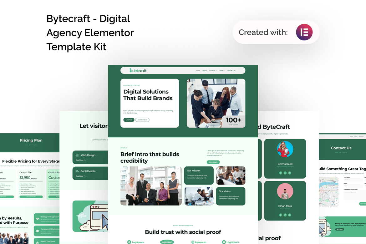 Bytecraft - Digital Agency Elementor Template Kit template kit cover image