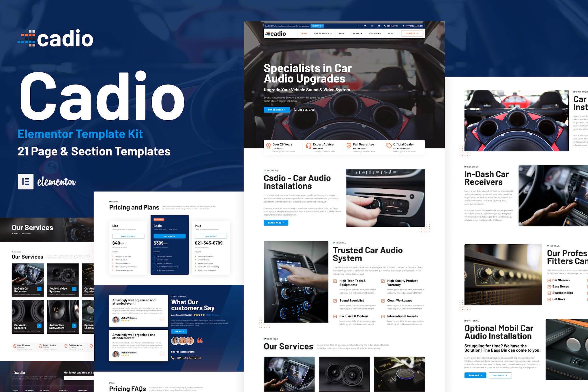 Cadio - Car Audio Workshop Elementor Template Kit template kit cover image