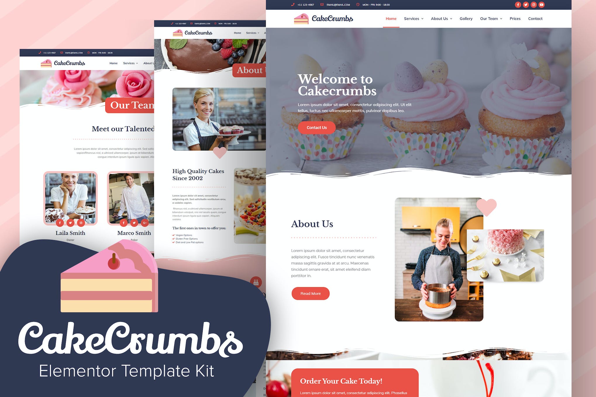 Cakecrumbs - Bakery Elementor Template kit template kit cover image