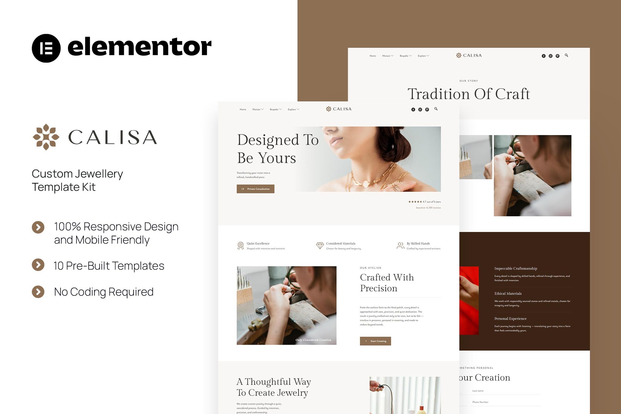 Calisa - Custom Jewellery Elementor Template Kit template kit cover image