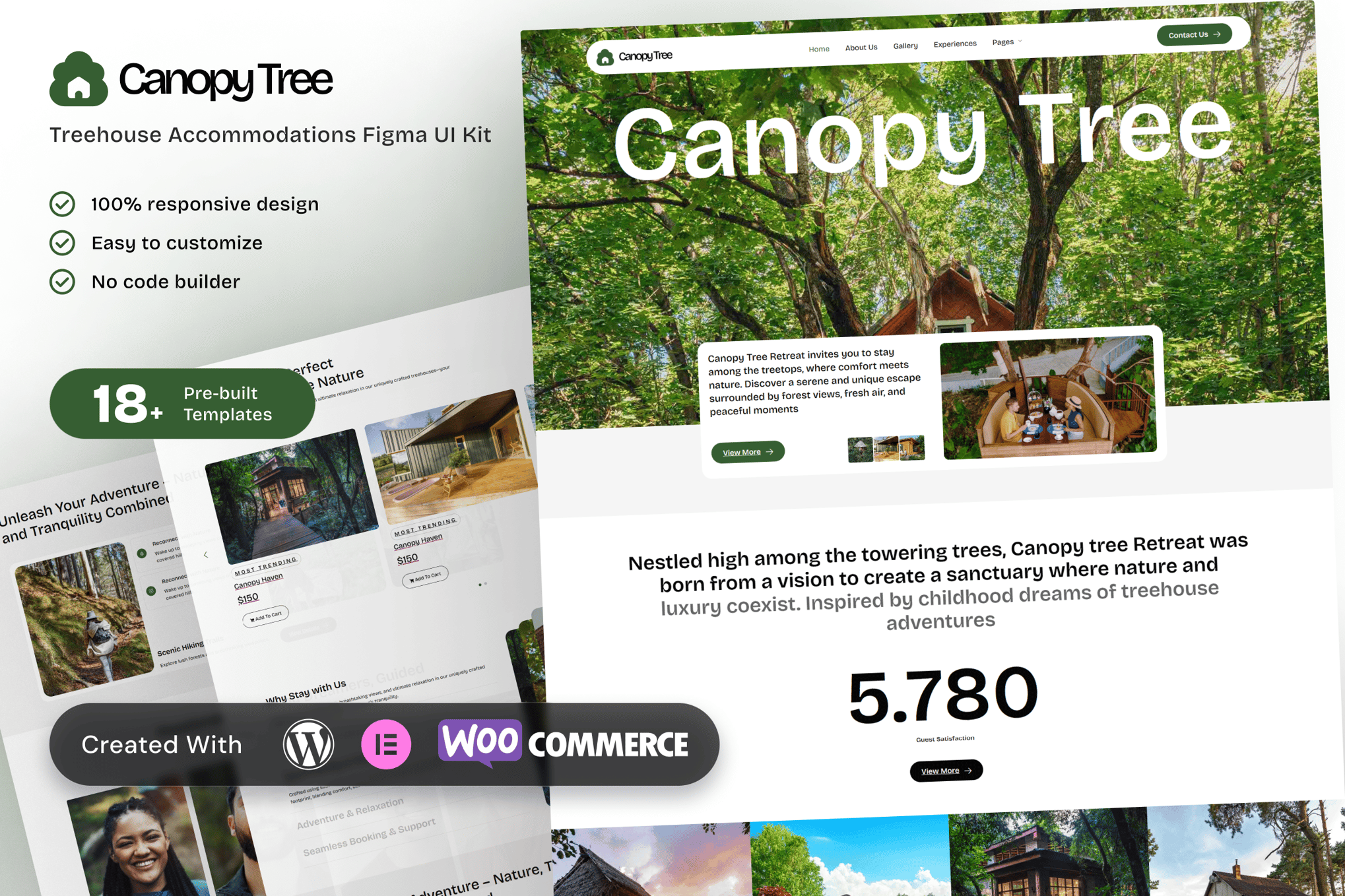 CanopyTree - Elementor Template Kit Treehouse Accommodations template kit cover image