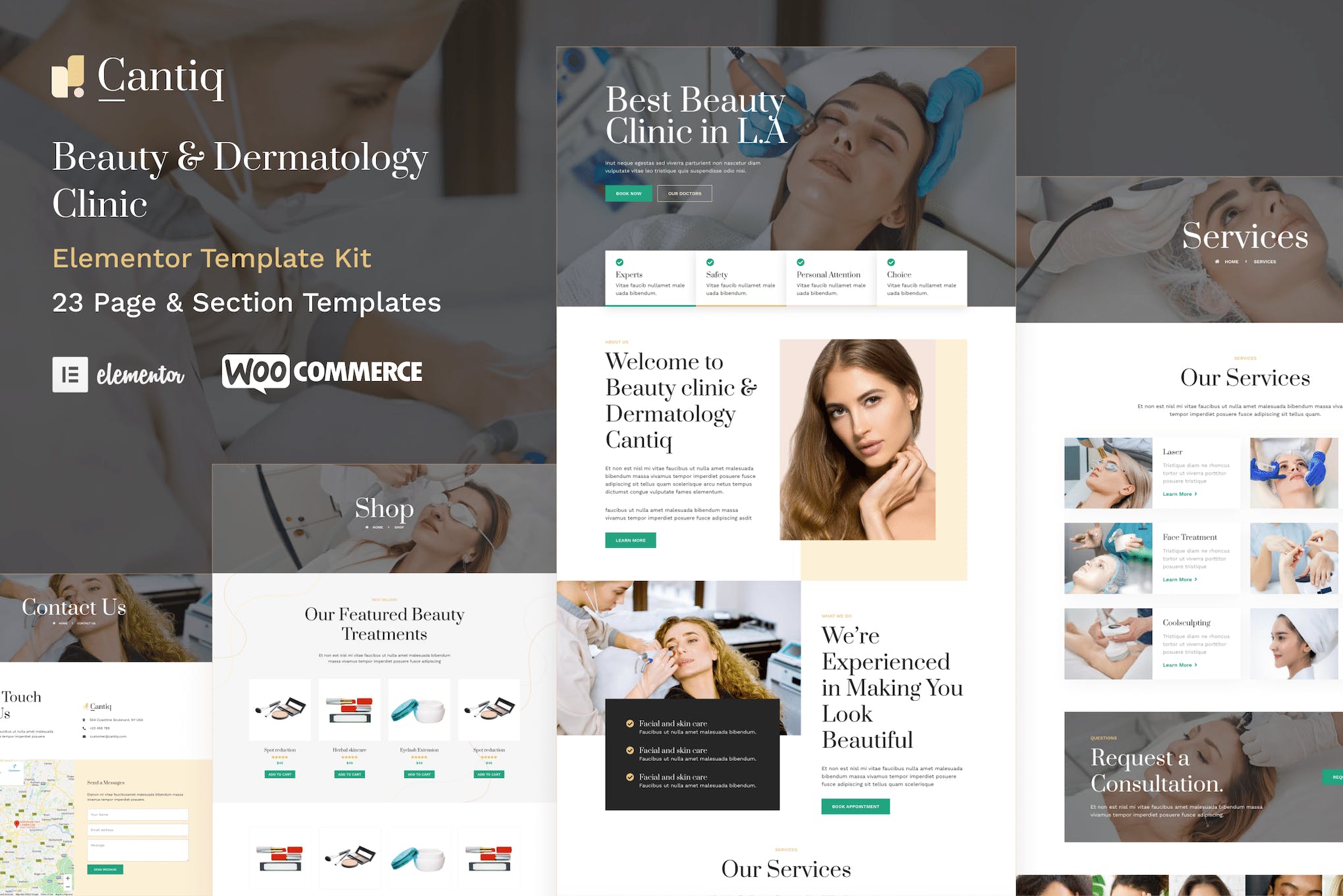 Cantiq - Beauty Clinic WordPress & Dermatologist Elementor Template Kit template kit cover image