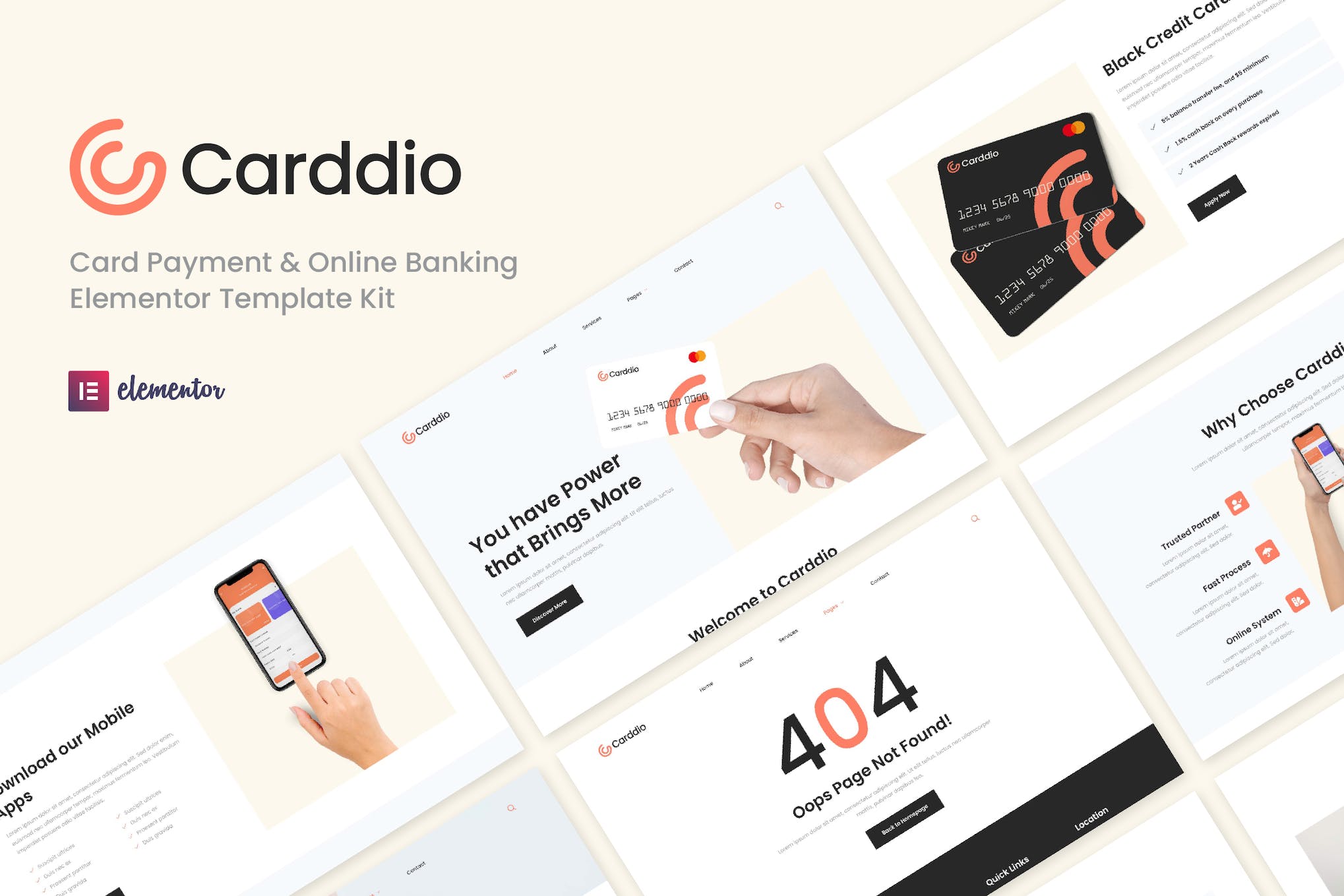 Carddio - Card Payment & Online Banking Elementor Template Kit template kit cover image