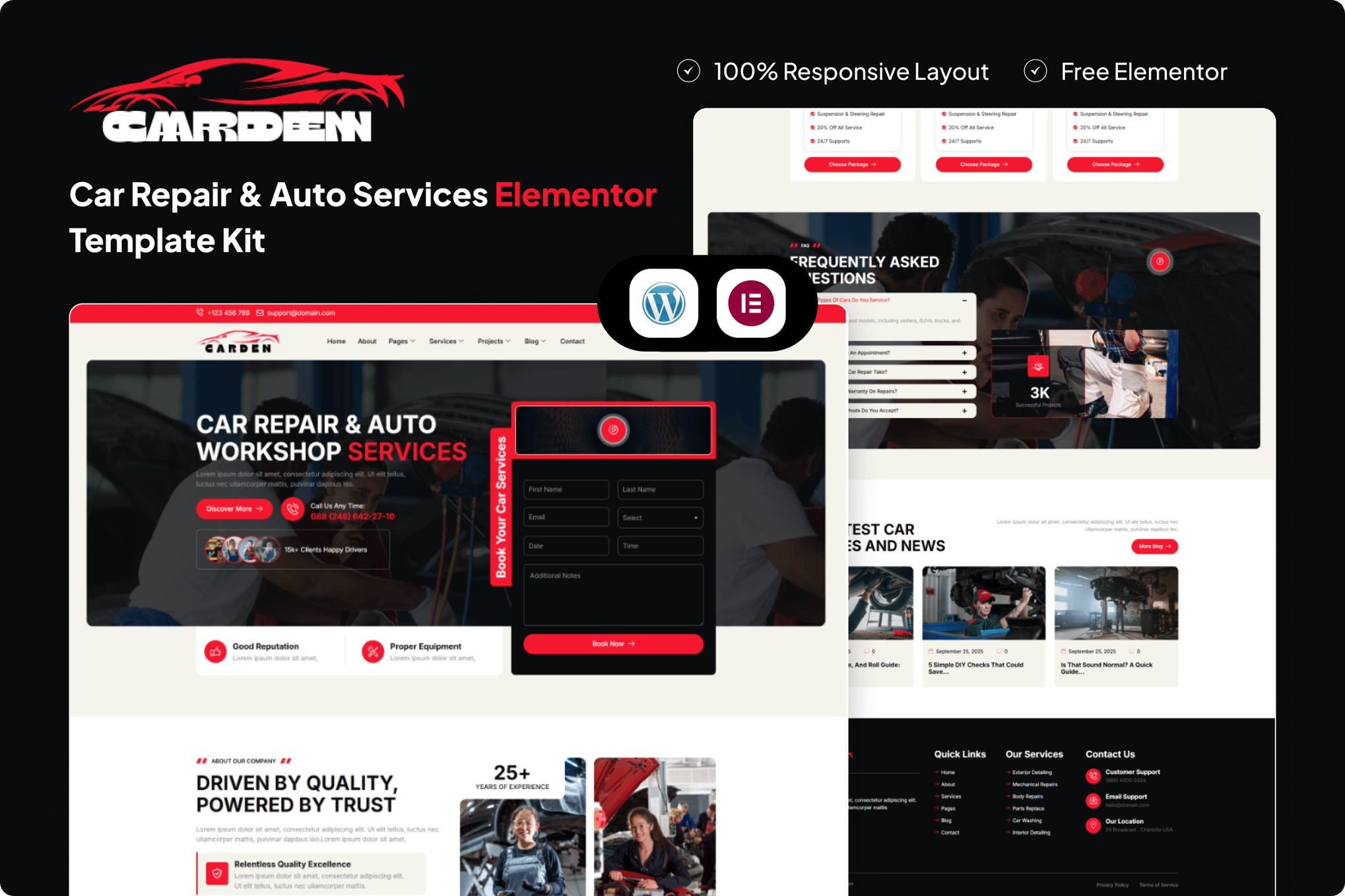 Carden - Car Repair & Auto Services Elementor Template Kit template kit cover image