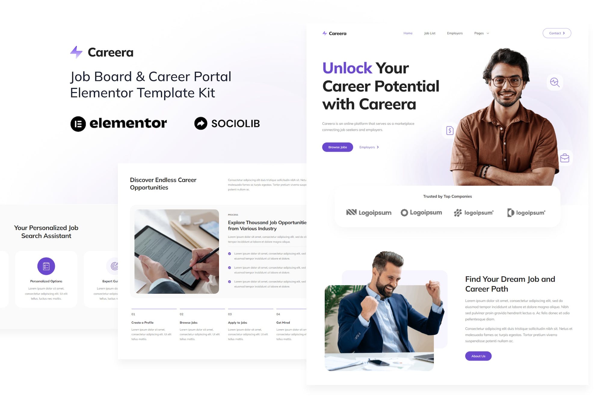 Careera - Job Board & Career Portal Elementor Template Kit template kit cover image