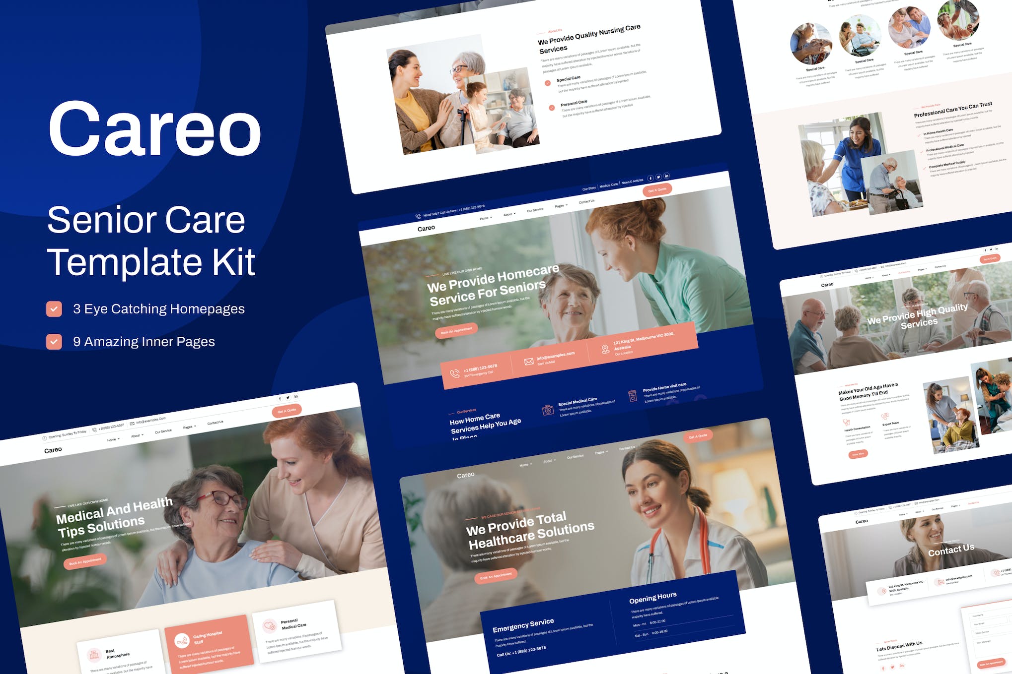 Careo - Elderly & Senior Care Elementor Template Kit template kit cover image