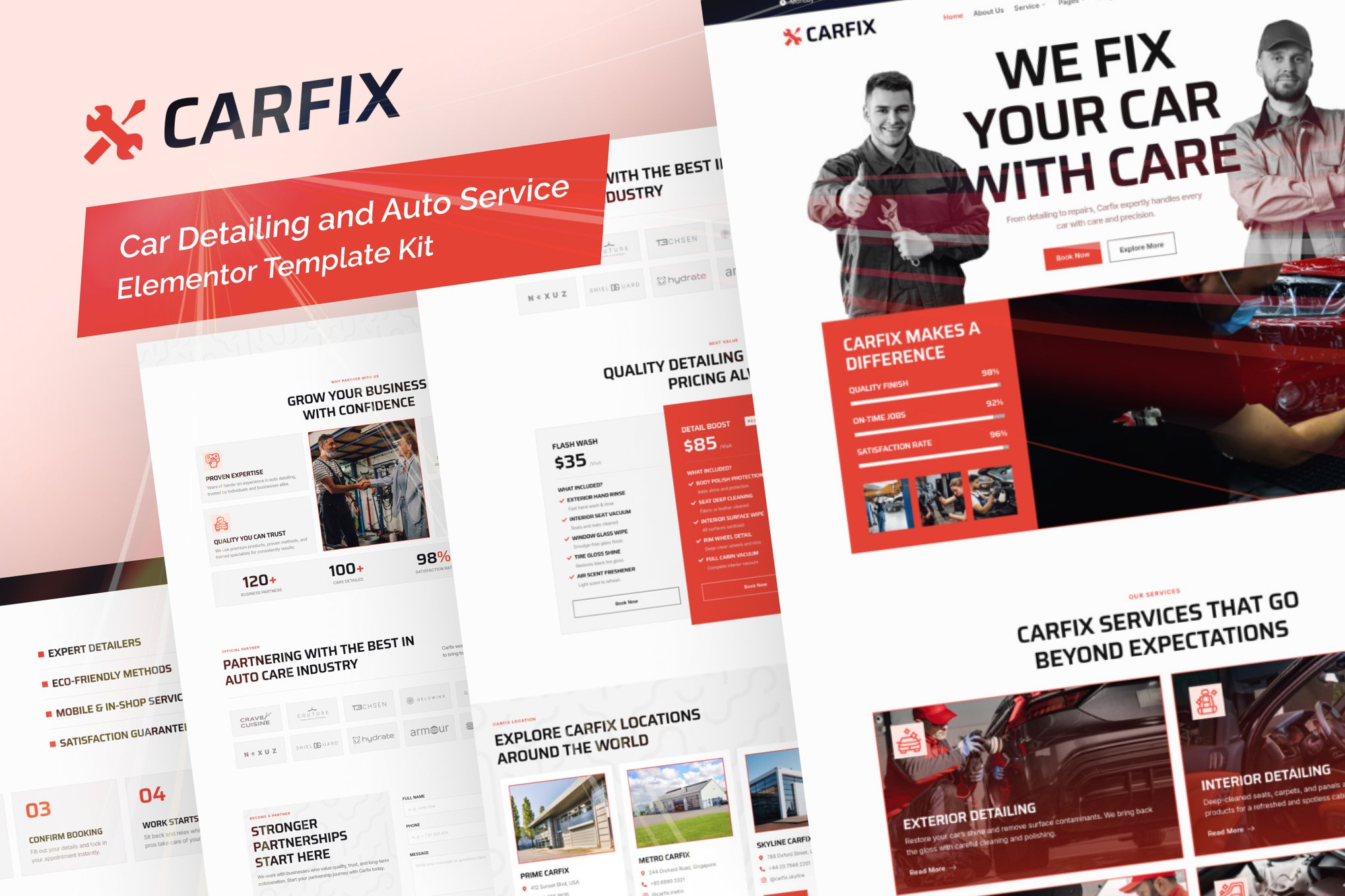 Carfix - Car Detailing and Auto Service Elementor Template Kit template kit cover image
