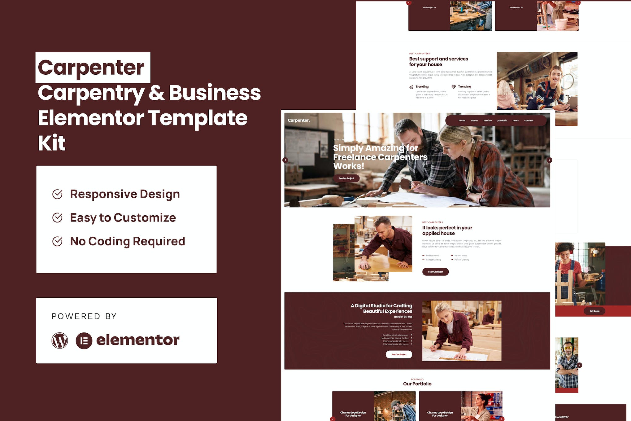 Carpenter - Business Elementor Pro Template Kit template kit cover image