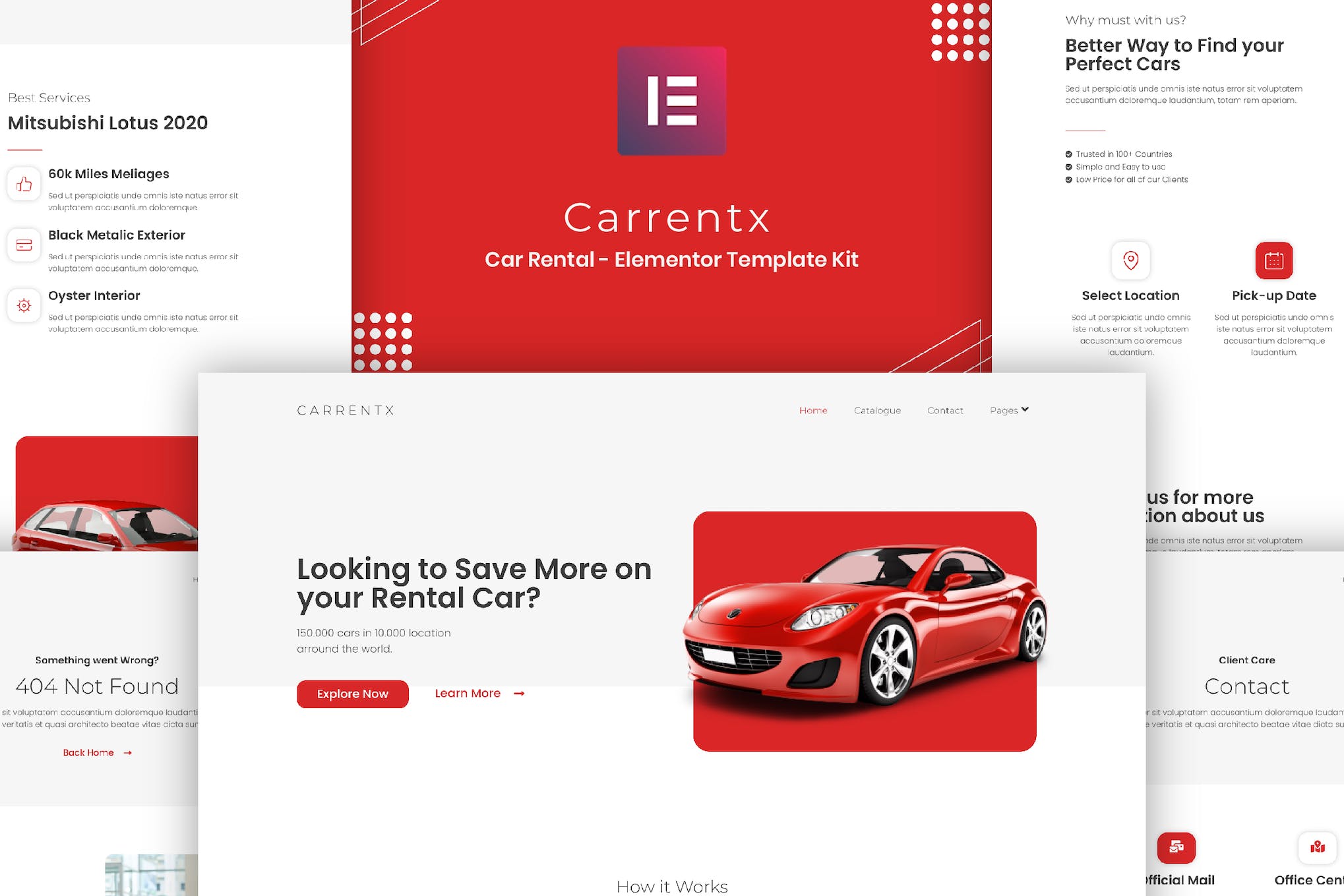 Carrentx - Car Rental Elementor Template Kit template kit cover image