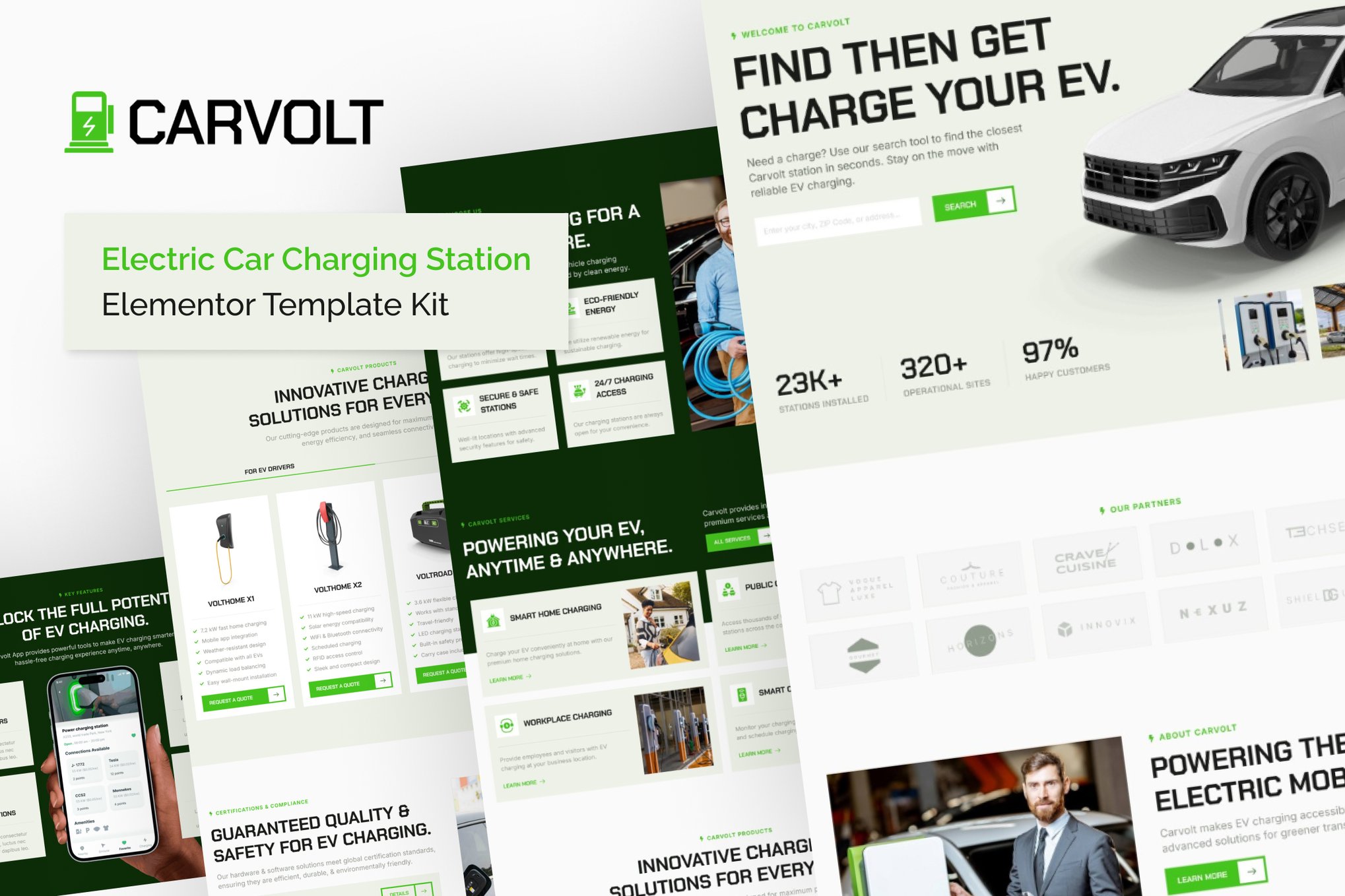 Carvolt - Electric Car Charging Station Elementor Template Kit template kit cover image