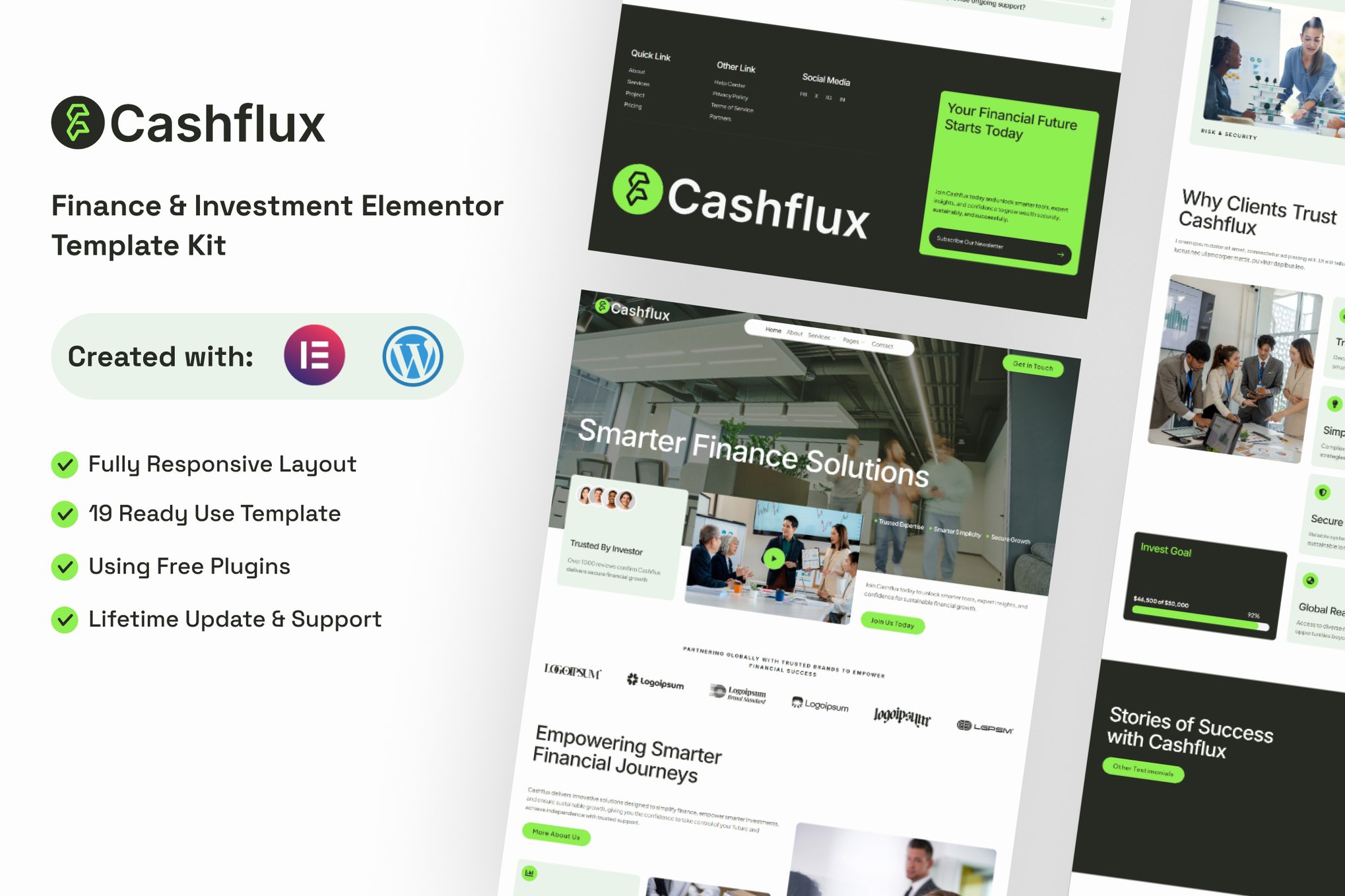 Cashflux - Finance & Investment Elementor Template Kit template kit cover image