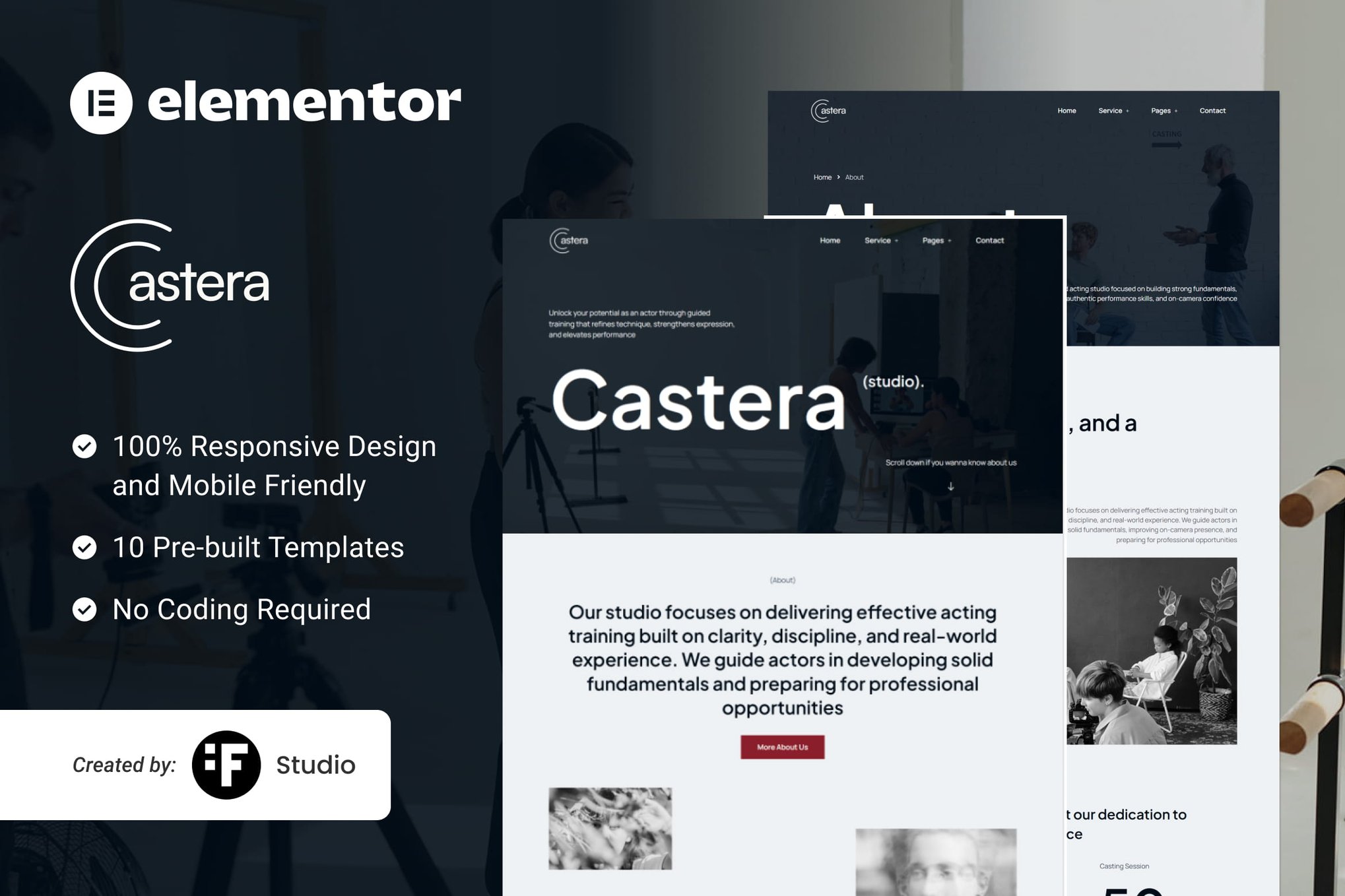 Castera - Artist Casting & Talent Management Elementor Kit template kit cover image