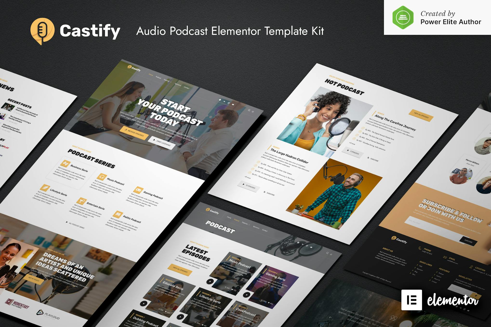 Castify – Audio Podcast Elementor Template Kit template kit cover image