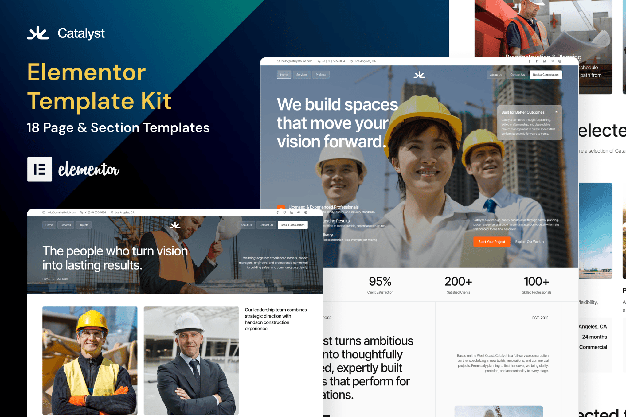 Catalyst - Professional Construction Elementor Template Kit template kit cover image