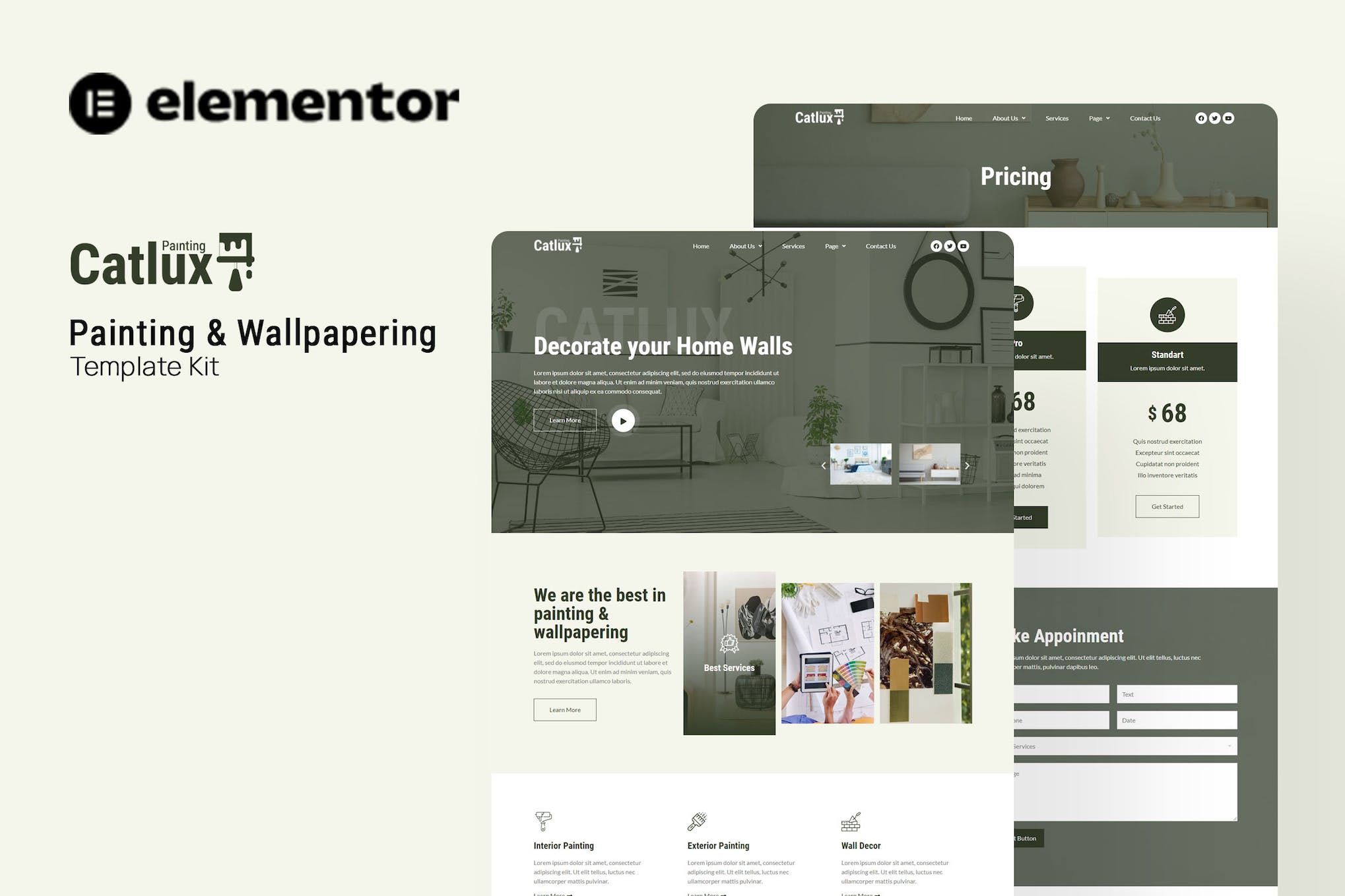 Catlux - Painting & Wallpapering Elementor Template Kit template kit cover image