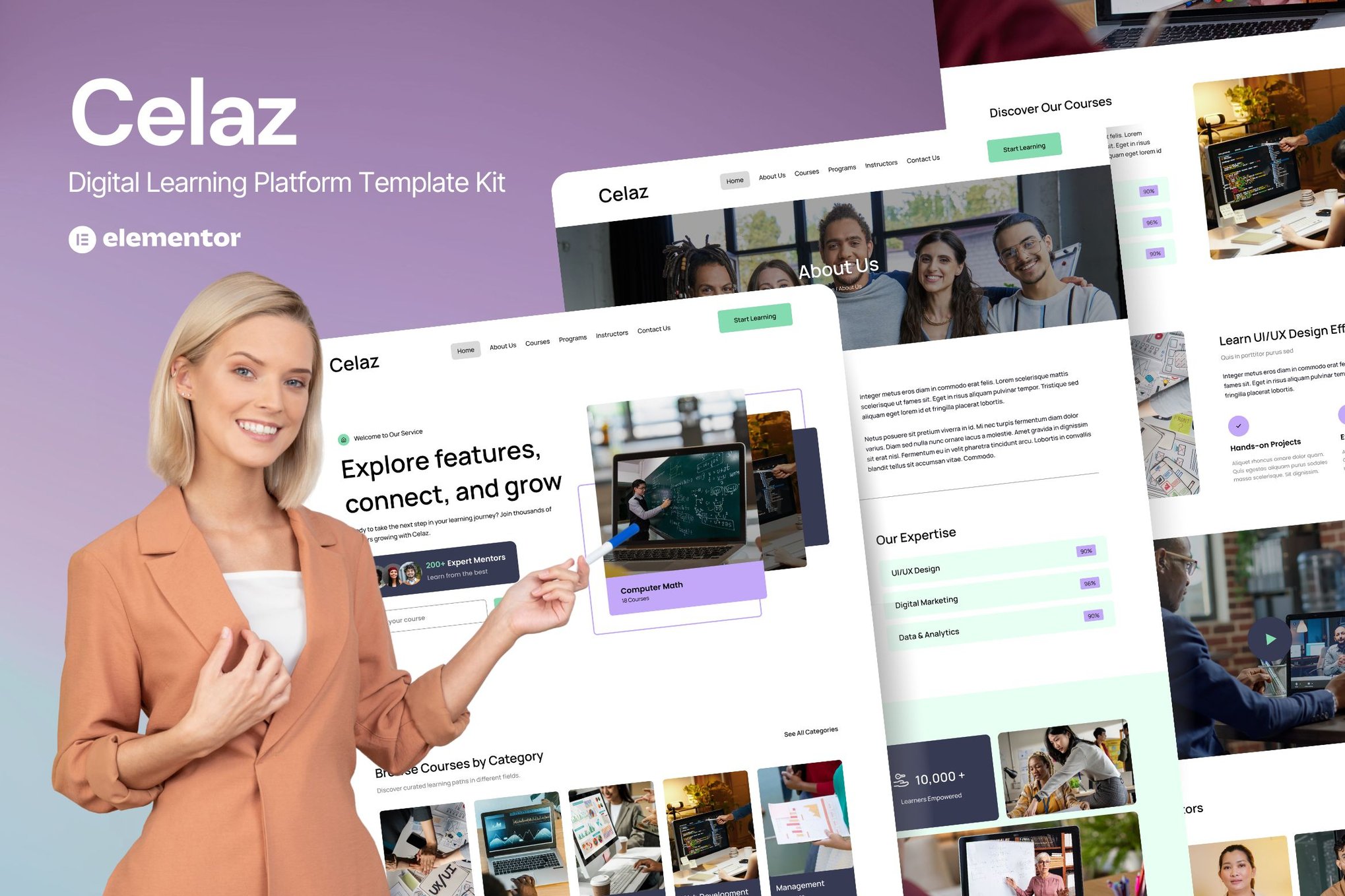 Celaz - Digital Learning Platform Website Elementor Kit template kit cover image