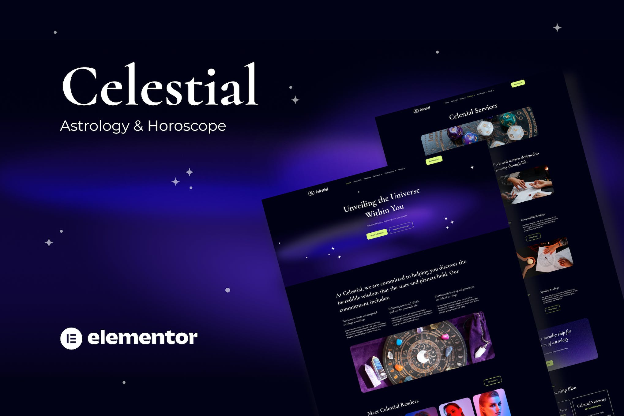 Celestial - Astrology & Horoscope Elementor Template Kit template kit cover image