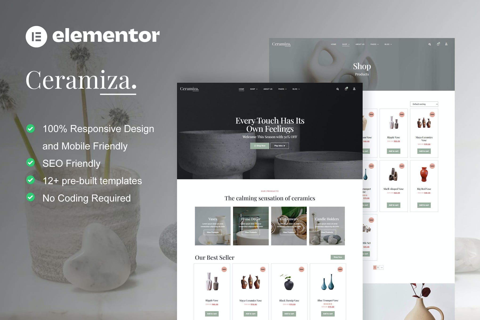 Ceramiza - Pottery & Ceramic Store Elementor Template Kit template kit cover image