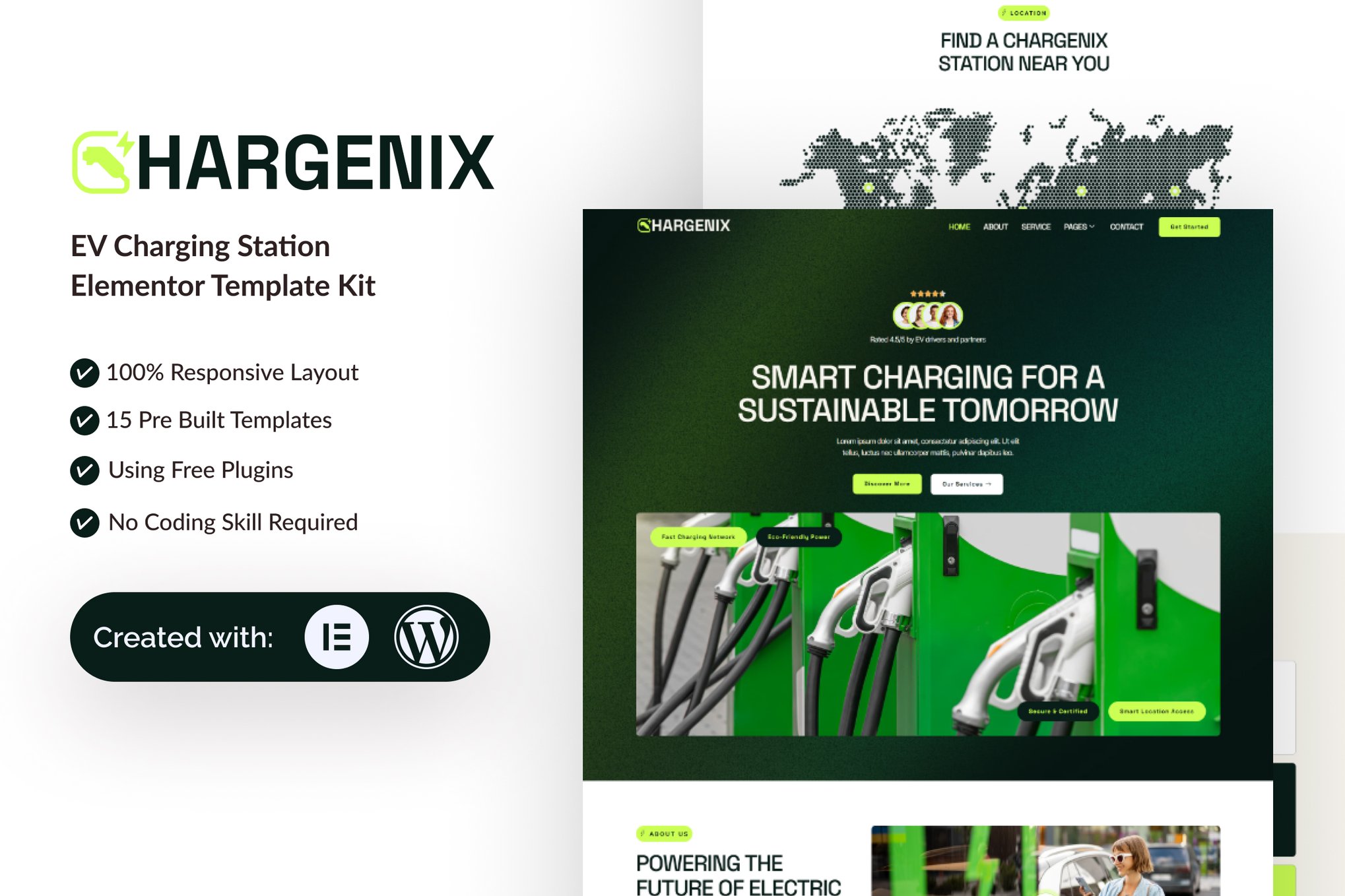 Chargenix - EV Charging Station Elementor Template Kit template kit cover image