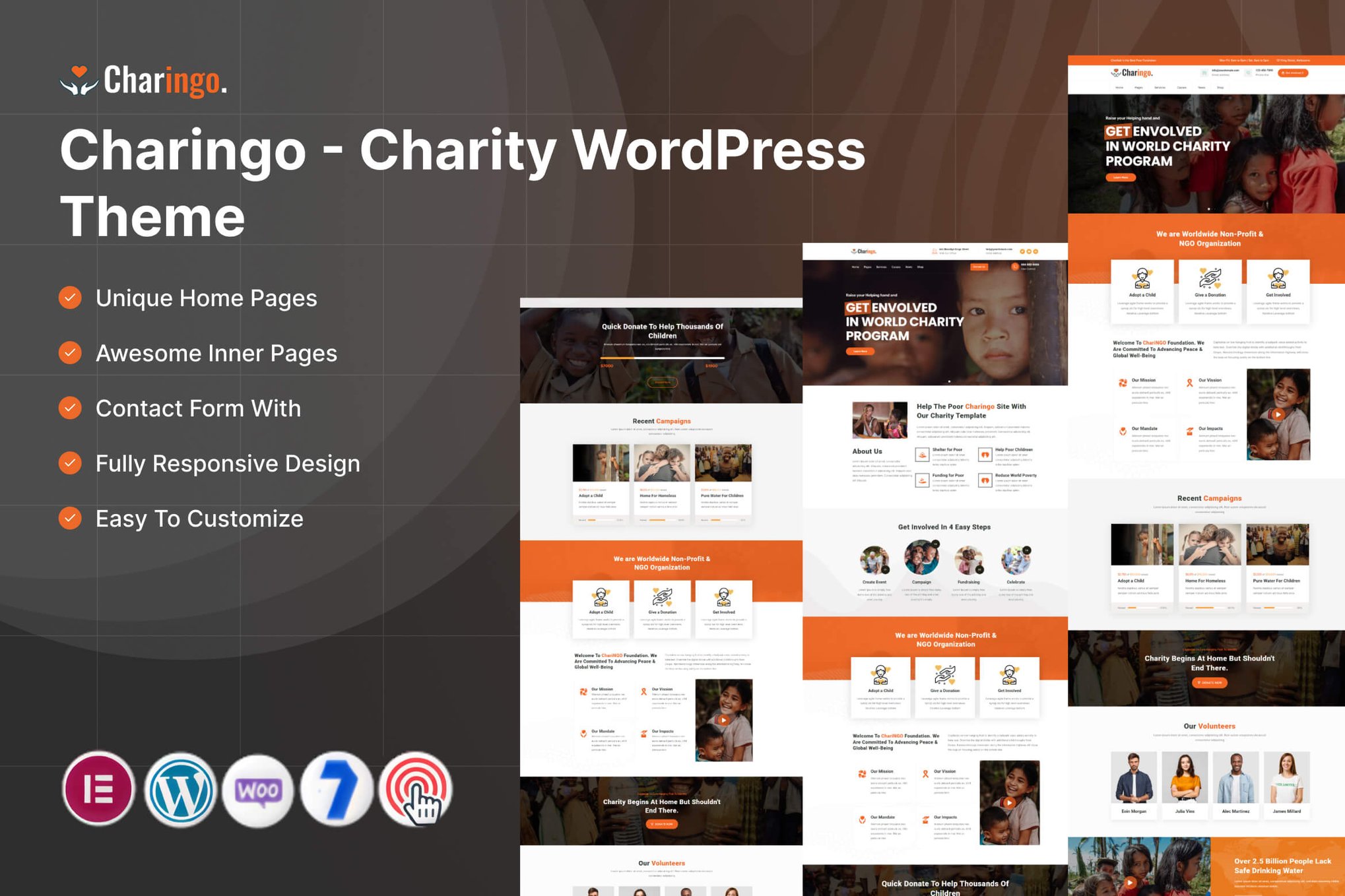 Charingo - Charity WordPress Theme theme cover image