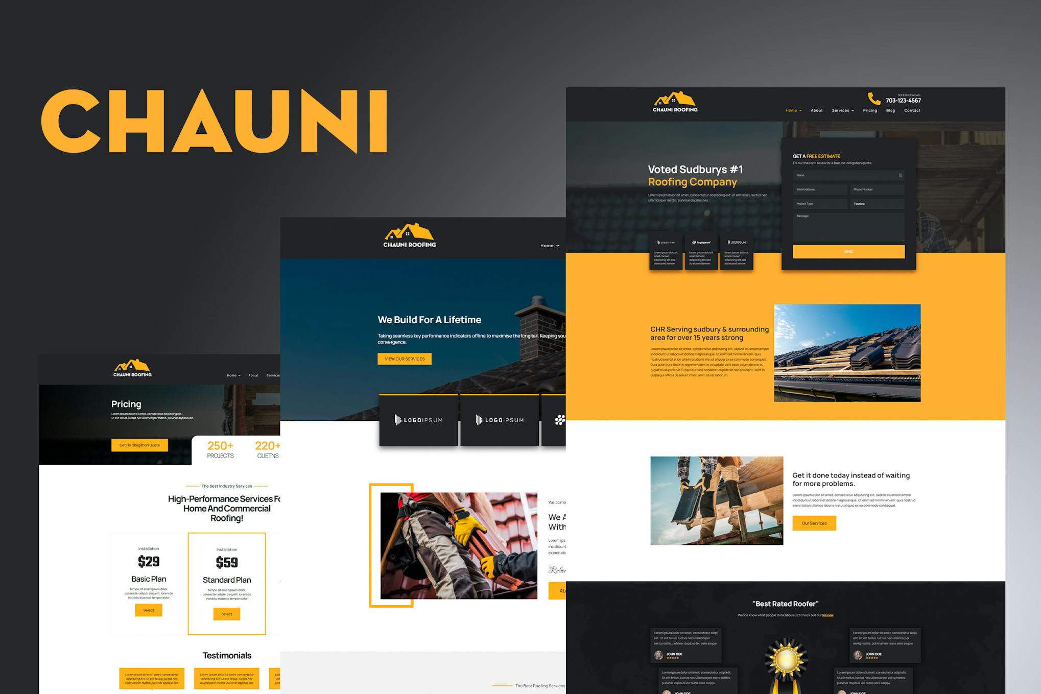 Chauni - Roofing Elementor Template Kit template kit cover image