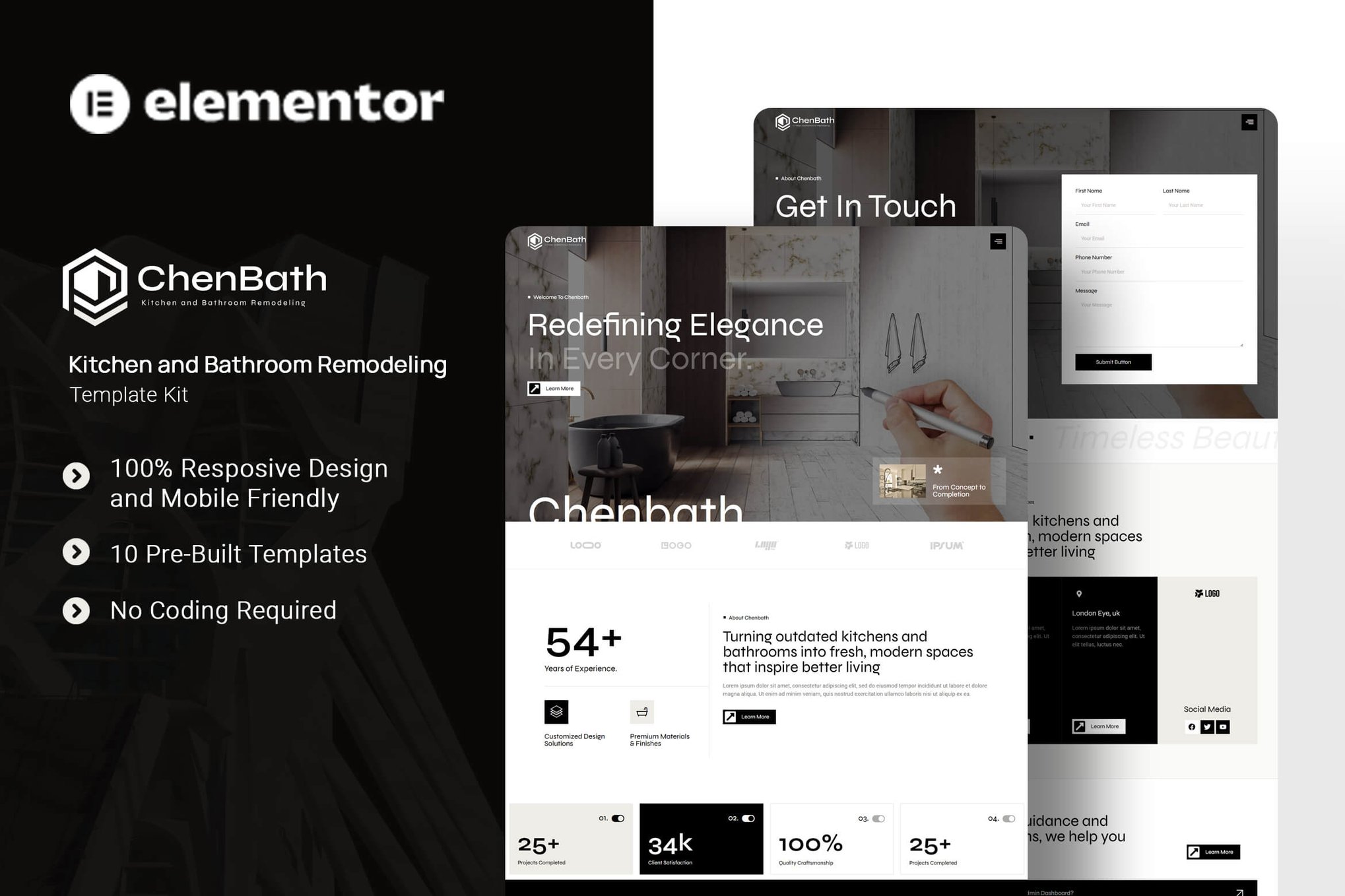 Chenbath - Kitchen & Bathroom Remodeling Elementor Template Kit template kit cover image