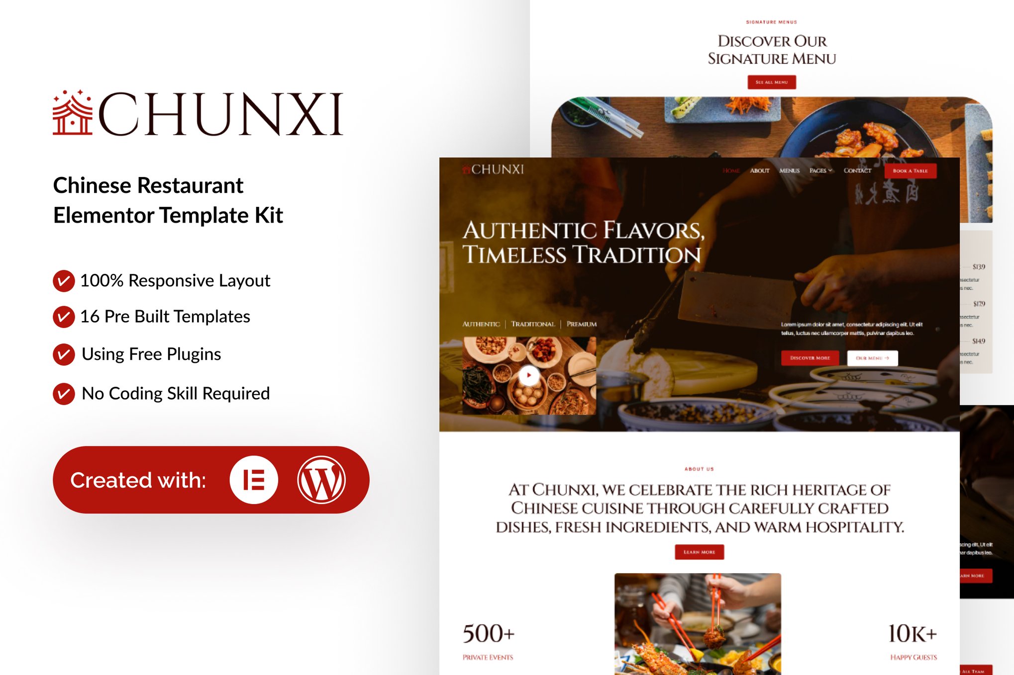 Chunxi - Chinese Restaurant Elementor Template Kit template kit cover image