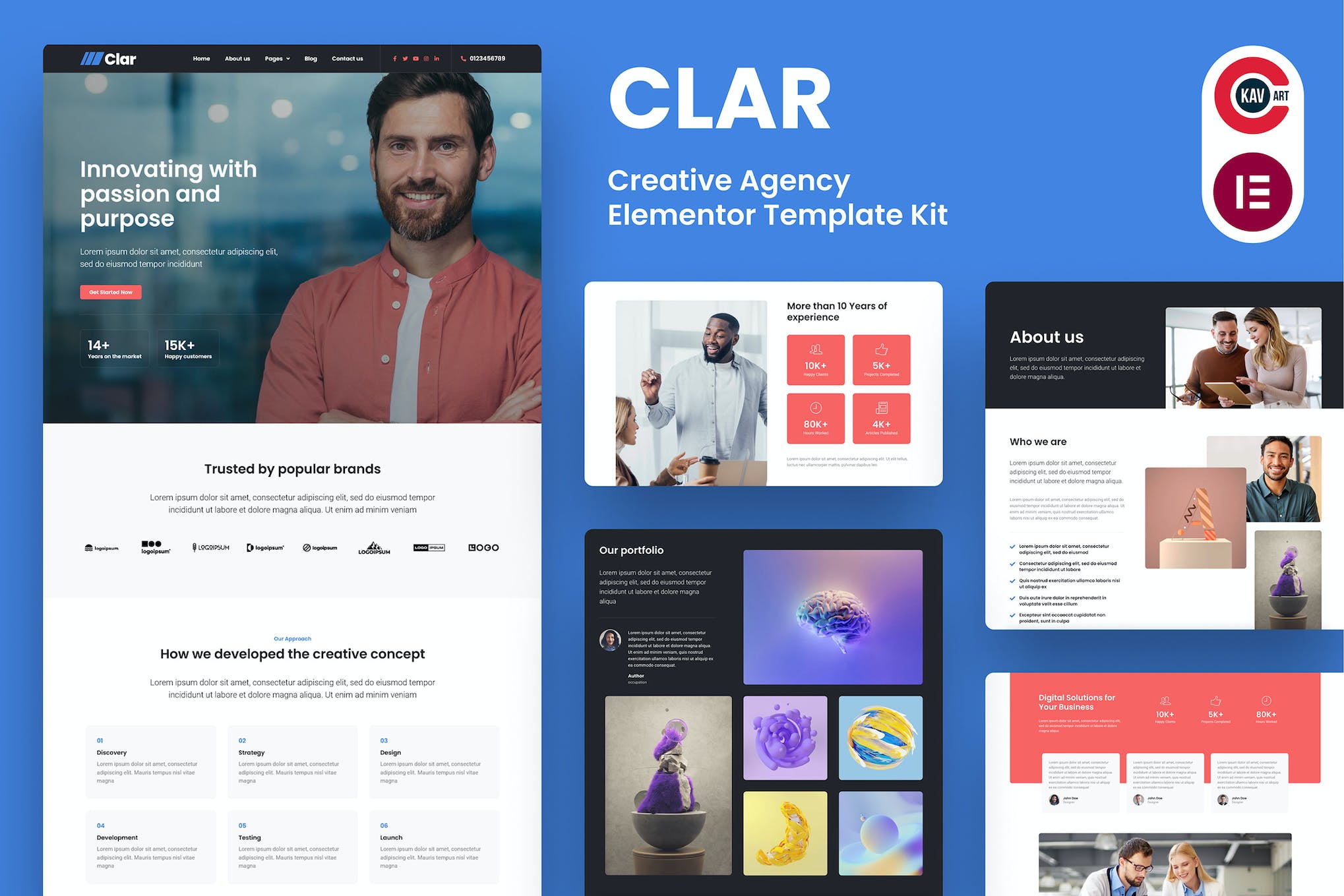 Clar - Digital Agency Elementor Template Kit template kit cover image