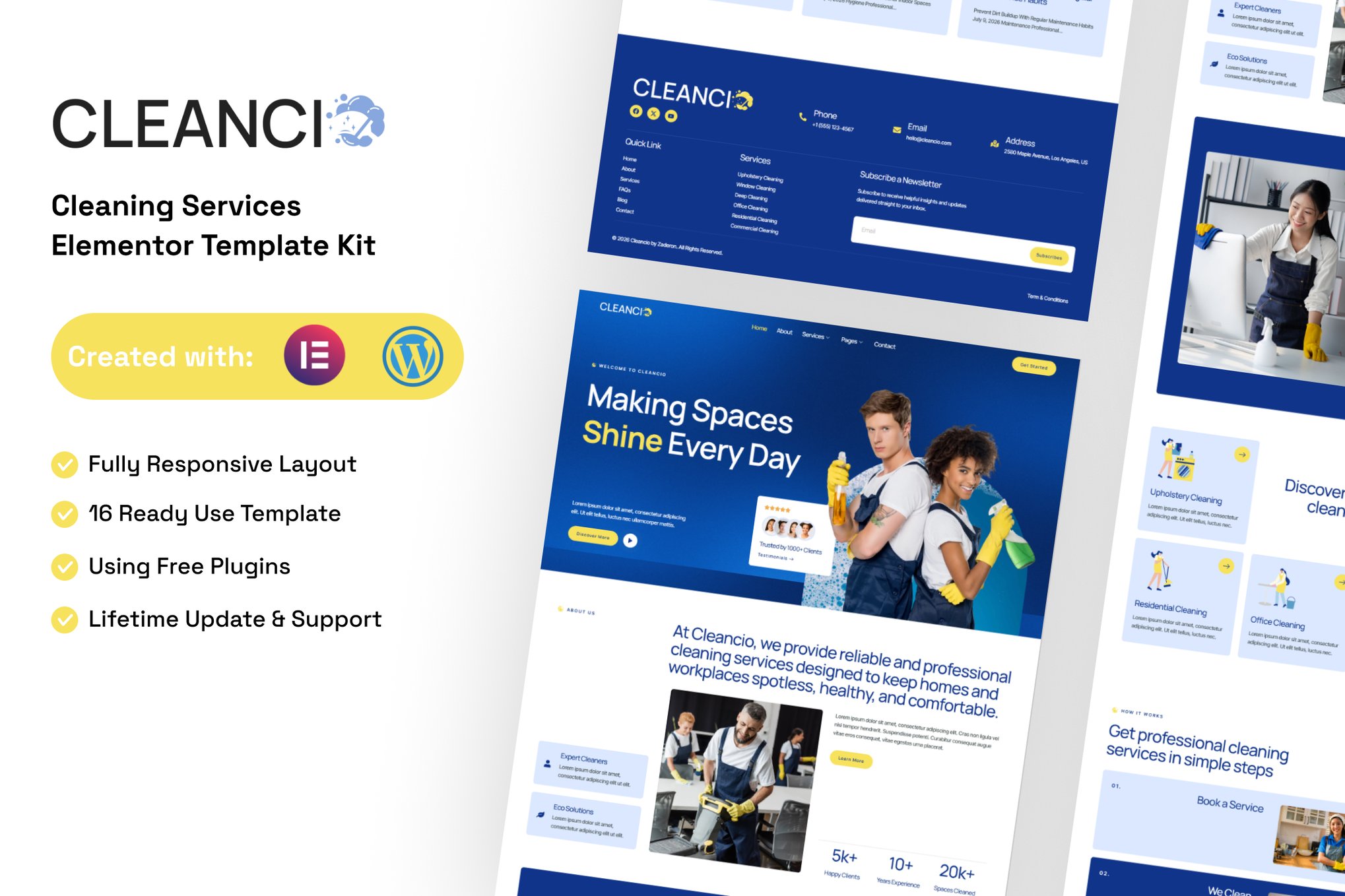 Cleancio - Cleaning Services Elementor Template Kit template kit cover image