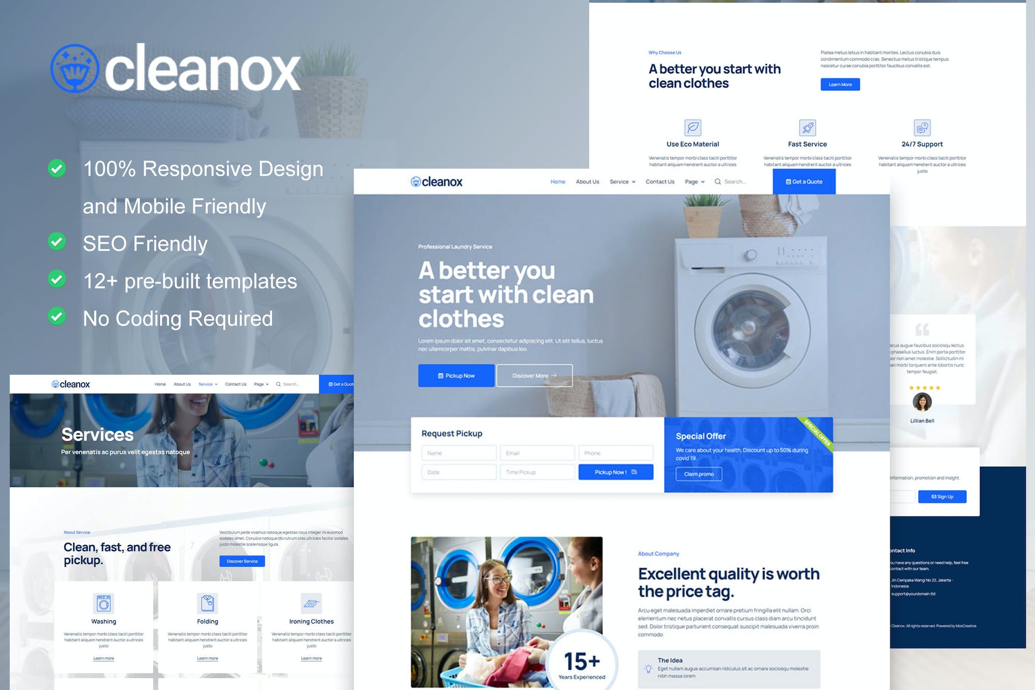 Cleanox - Laundry Service Elementor Template Kit template kit cover image