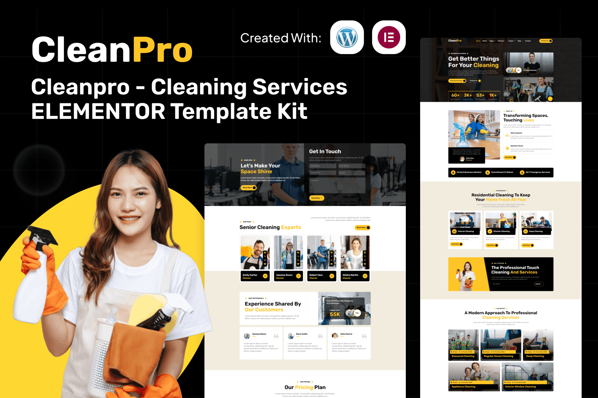 Cleanpro - Cleaning Services Elementor Template Kit template kit cover image