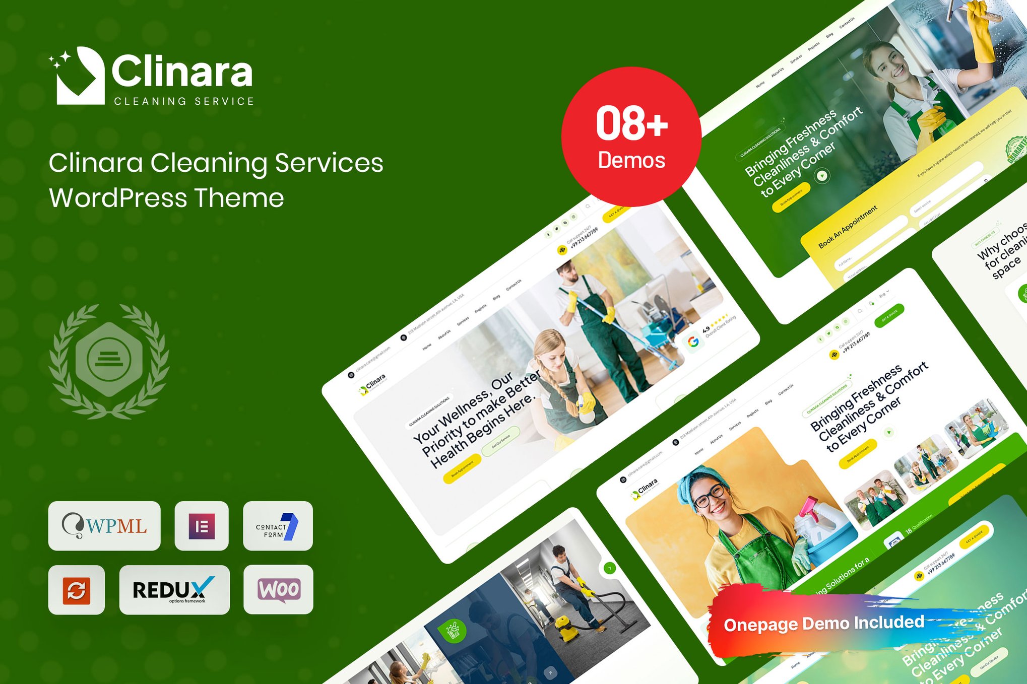 Clinara - Cleaning Services WordPress Theme theme cover image